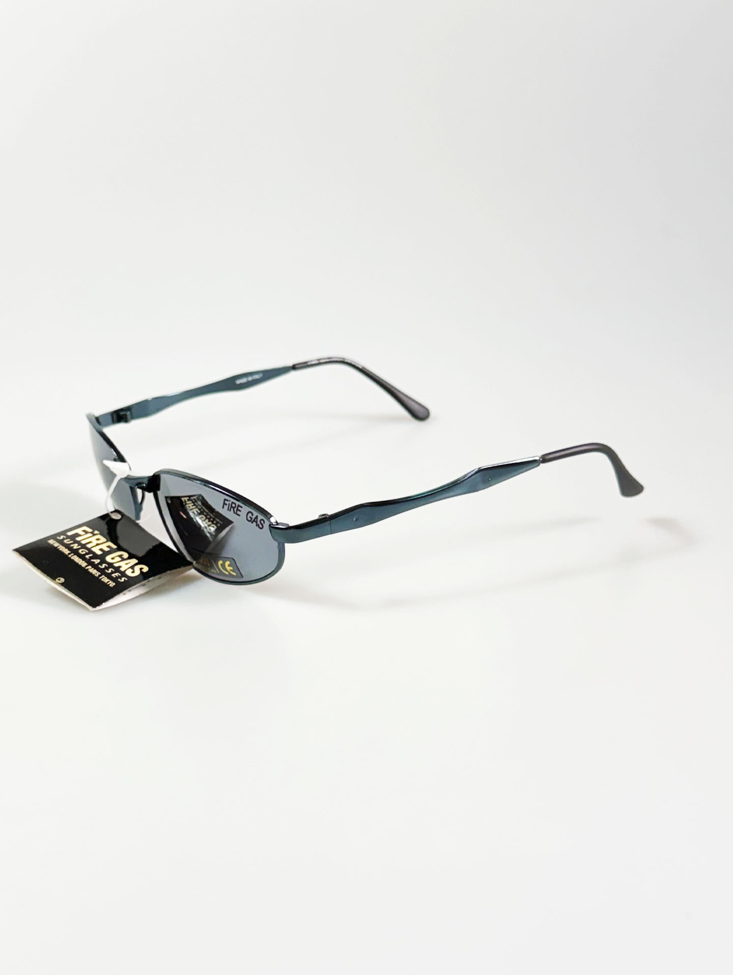 90's FIRE GAS Blue Slim Oval Metal Sunglasses