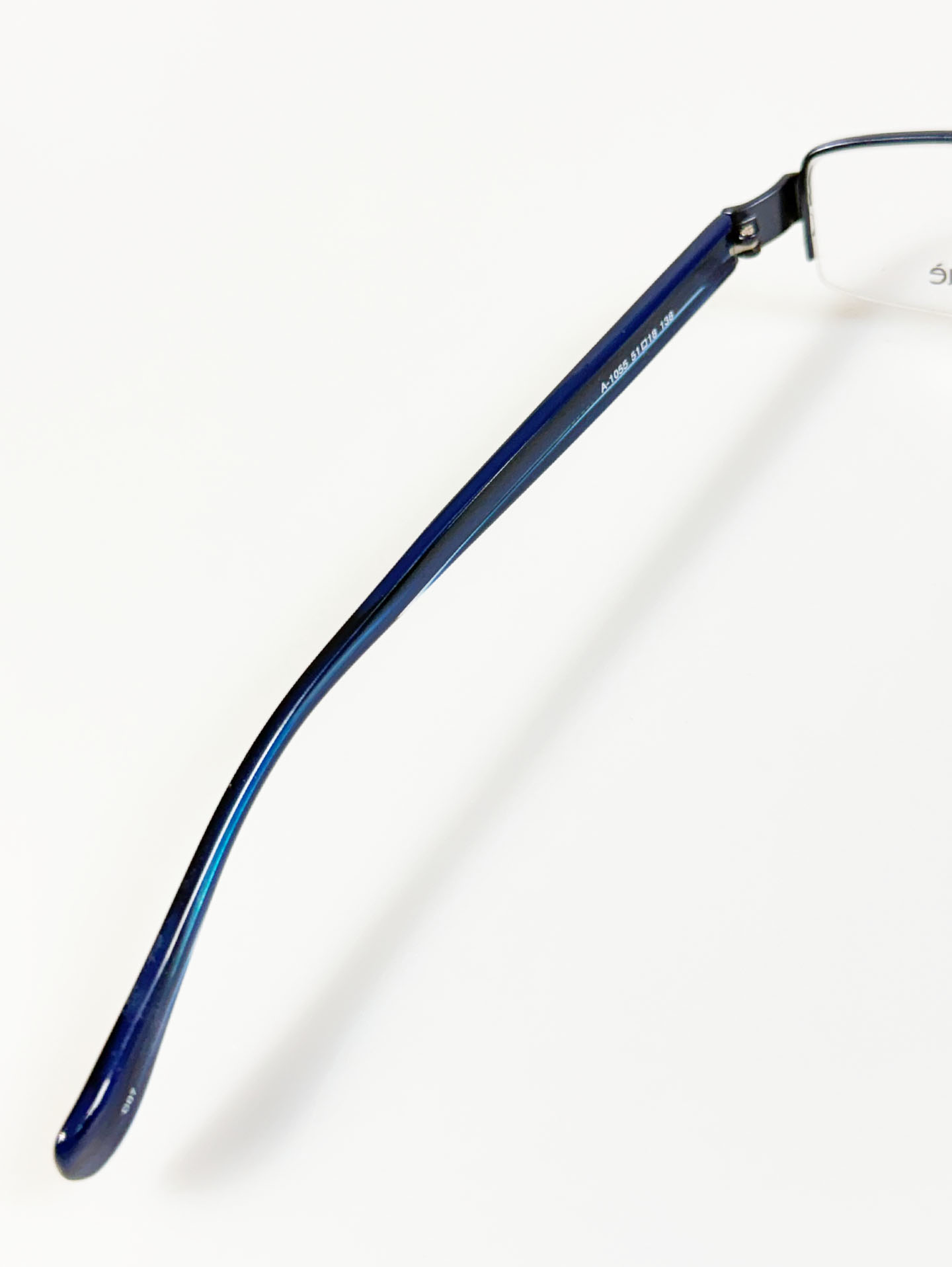 Aldo Brue Semi-Rimless Square Blue Metal Frame Glasses