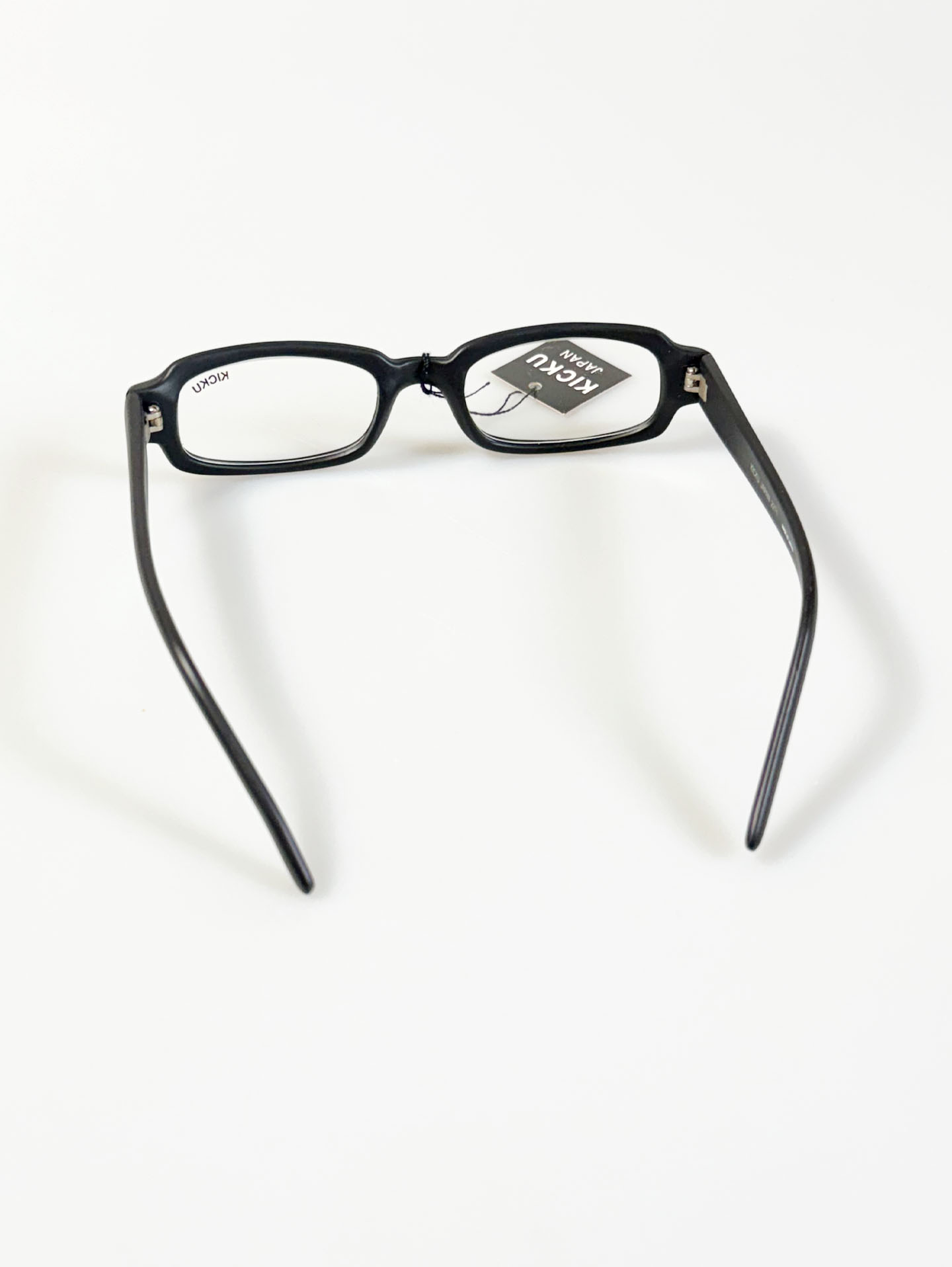90's KICKU JAPAN Matte Black Square Horn-Rim Glasses