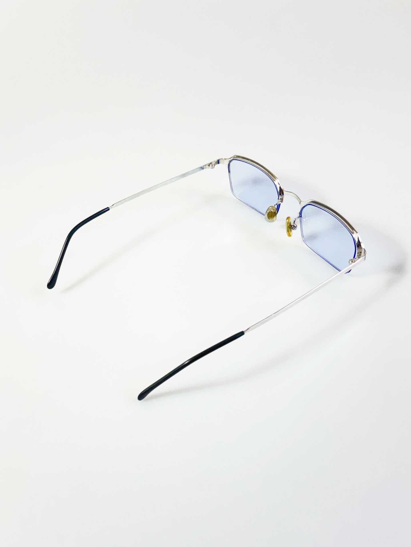 Slim Square Semi-Rimless Silver Metal Tinted Glasses
