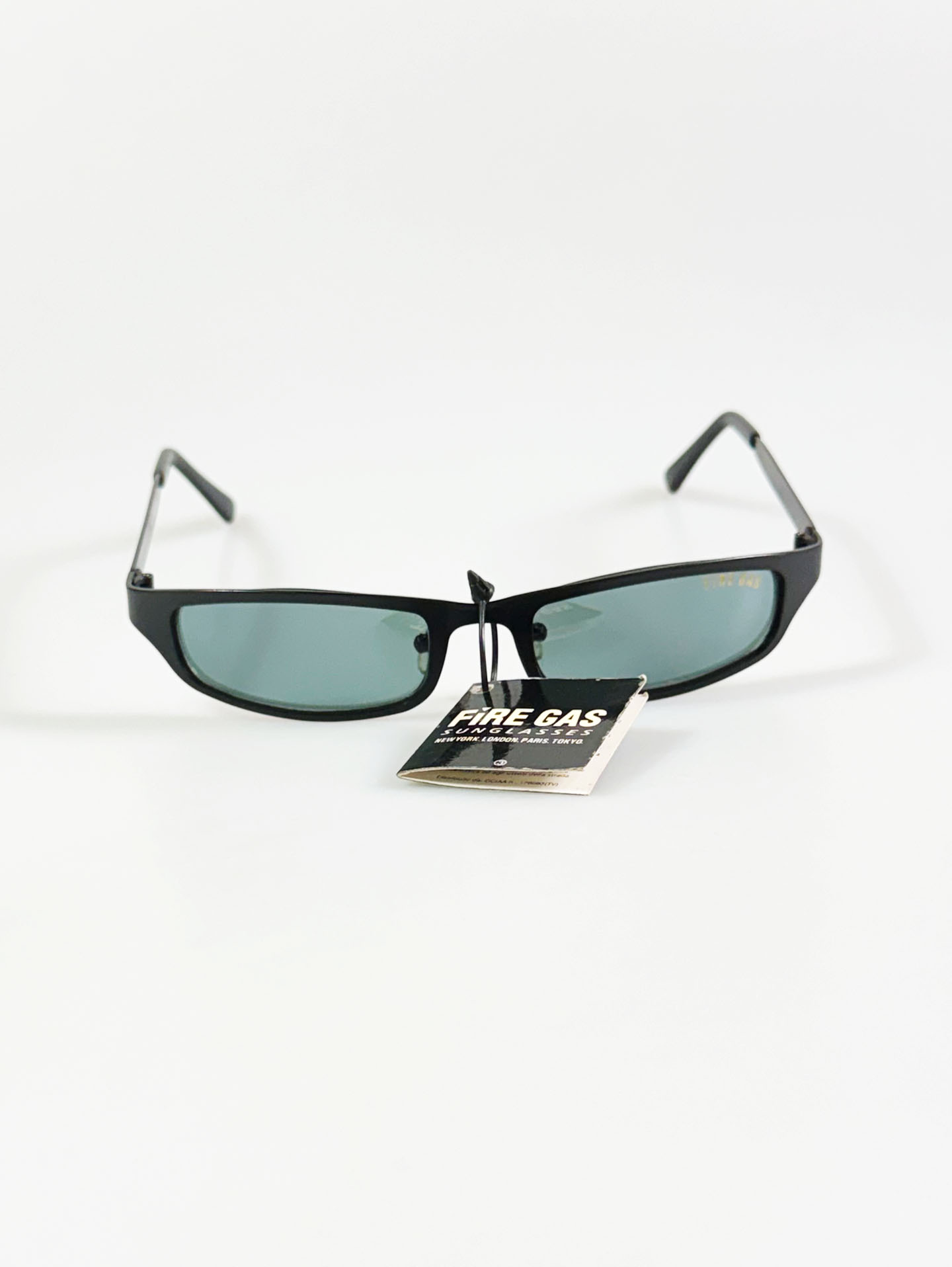 90's FIRE GAS Black Slim Square Metal Sunglasses