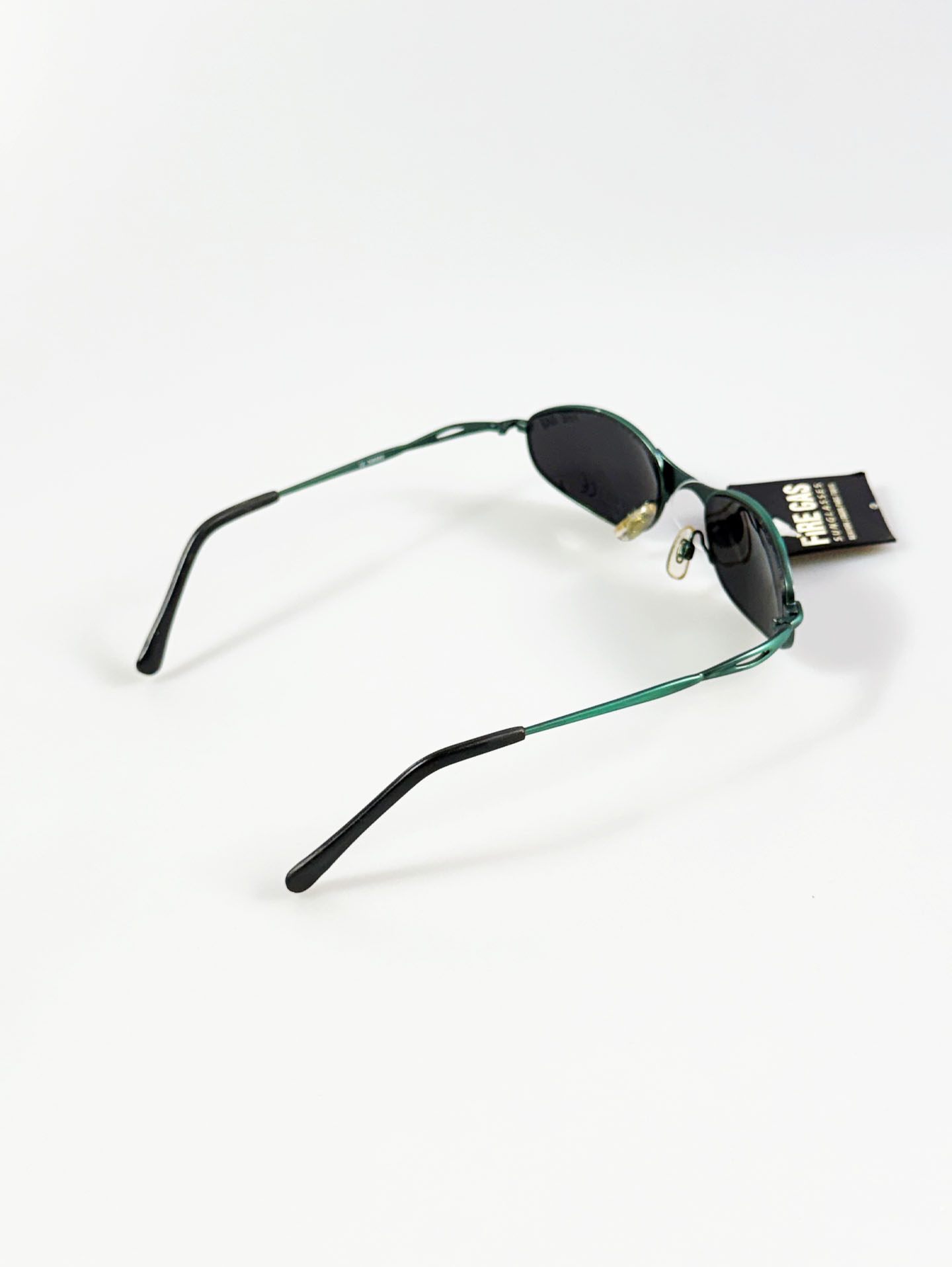 90's FIRE GAS Green Slim Oval Metal Frame Sunglasses