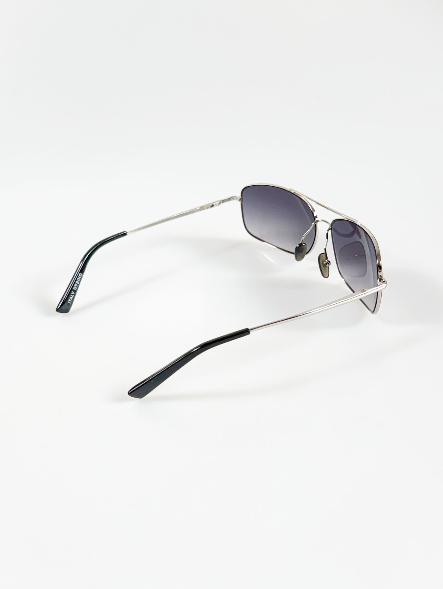 Silver Double Bridge Slim Square Sunglasses