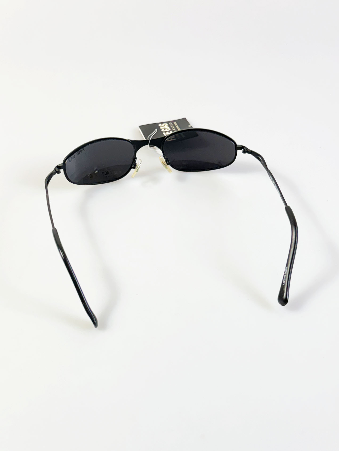 90's FIRE GAS Matte Black Slim Oval Metal Sunglasses