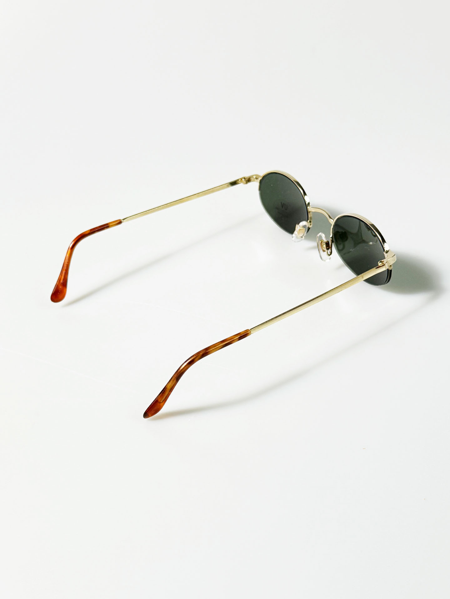 90's Gold Metal Semi-Rimless Oval Sunglasses