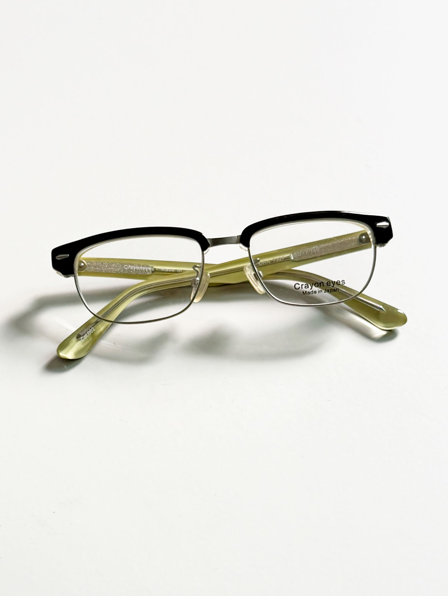 CRAYON EYES Black & Lime Browline Square Combination Frame Glasses