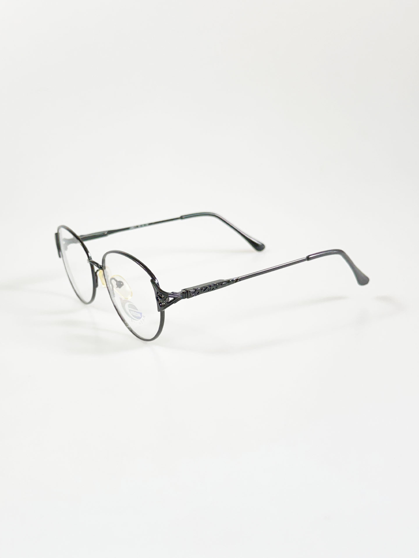 90's ROZIN EYEWEAR Black Slim Oval Metal Frame Glasses