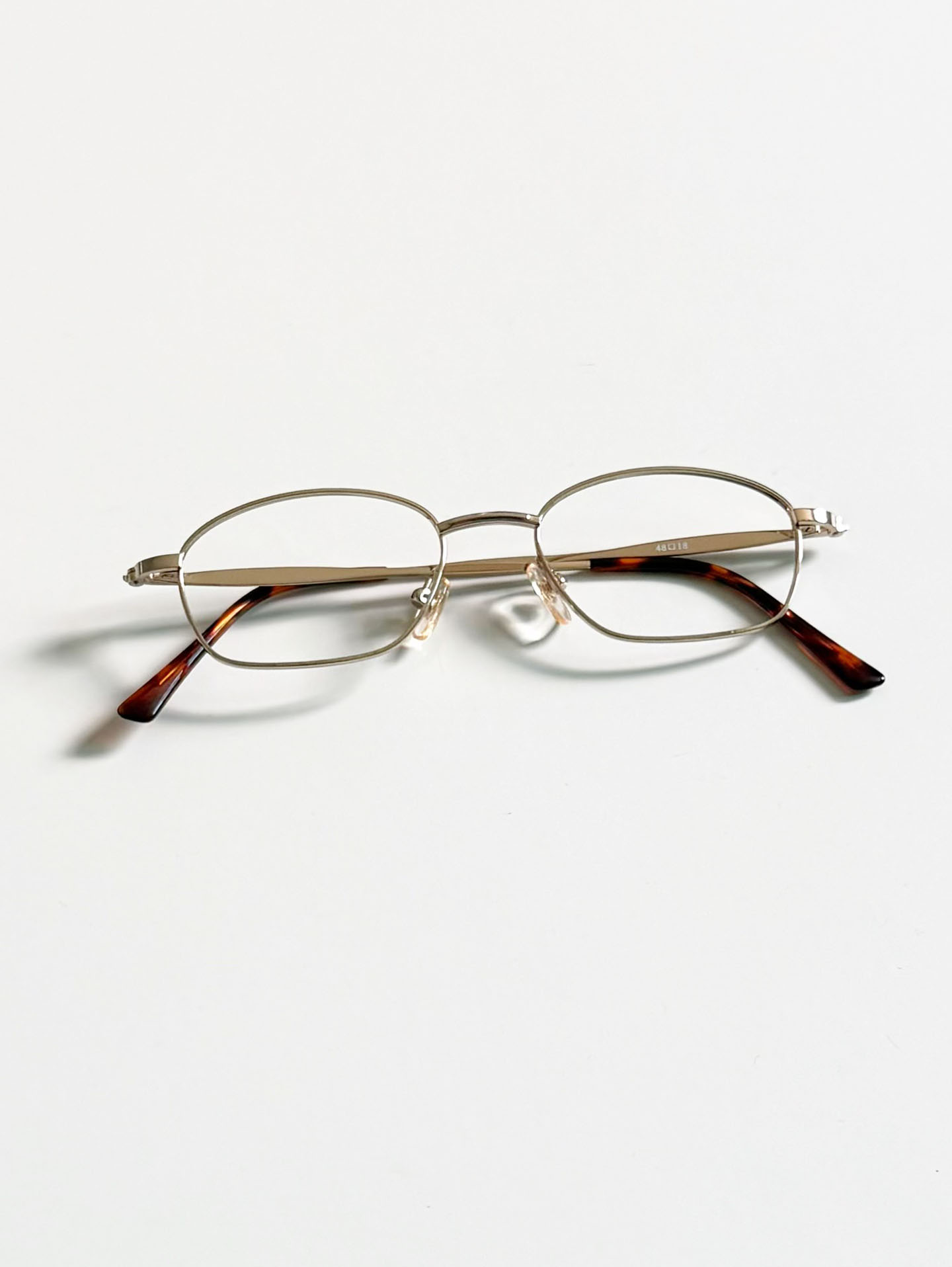 90's EYE WORLD Gold Slim Square Metal Glasses