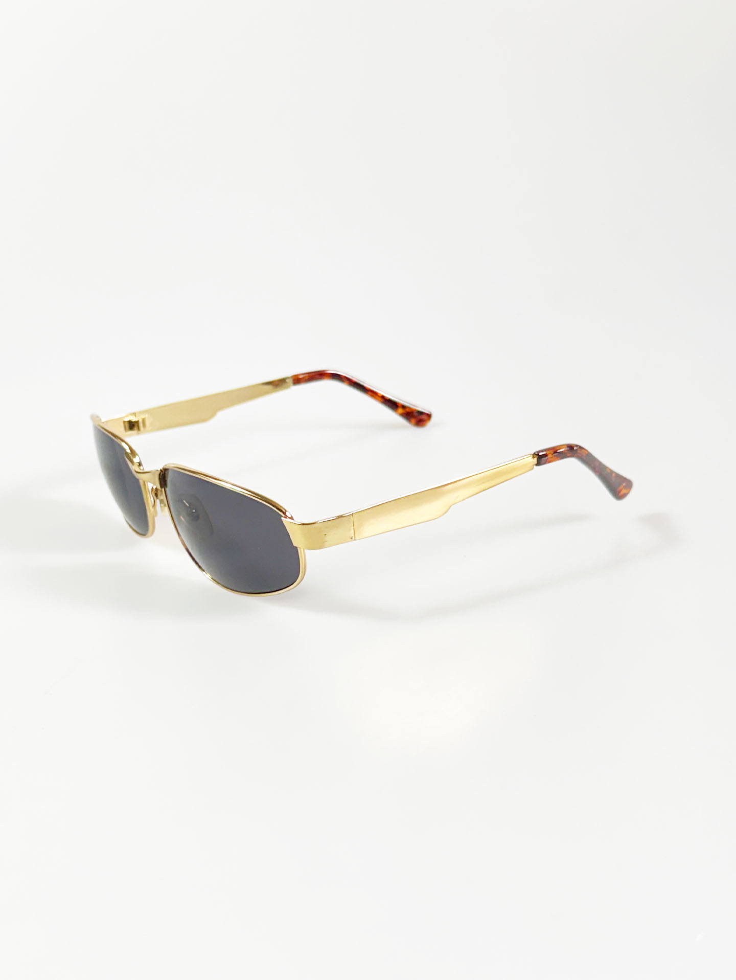 Gold Slim Square Metal Frame Sunglasses