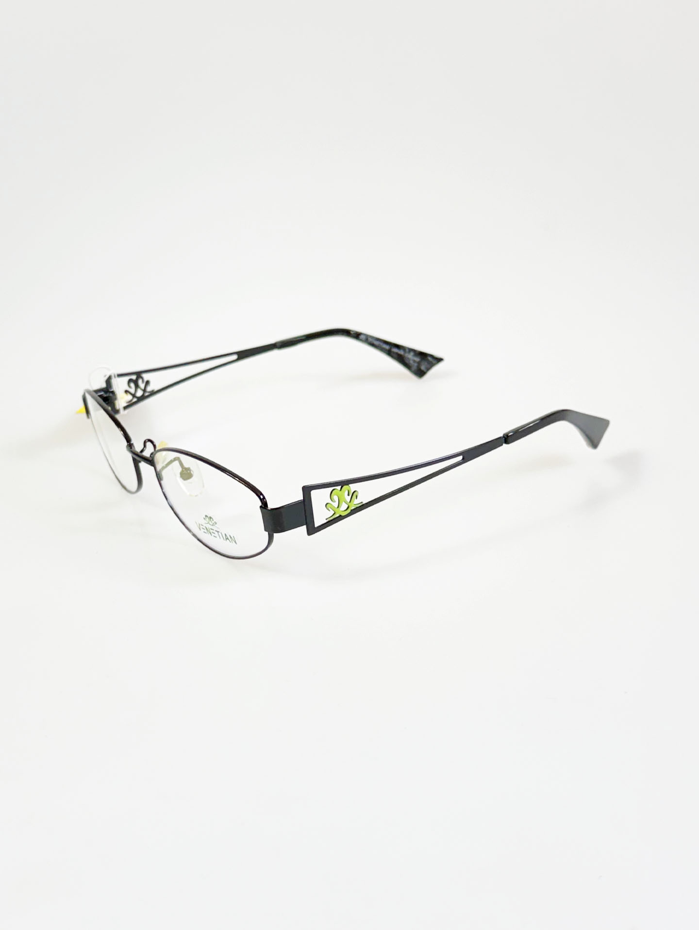 VENETIAN Black Slim Oval Metal Glasses