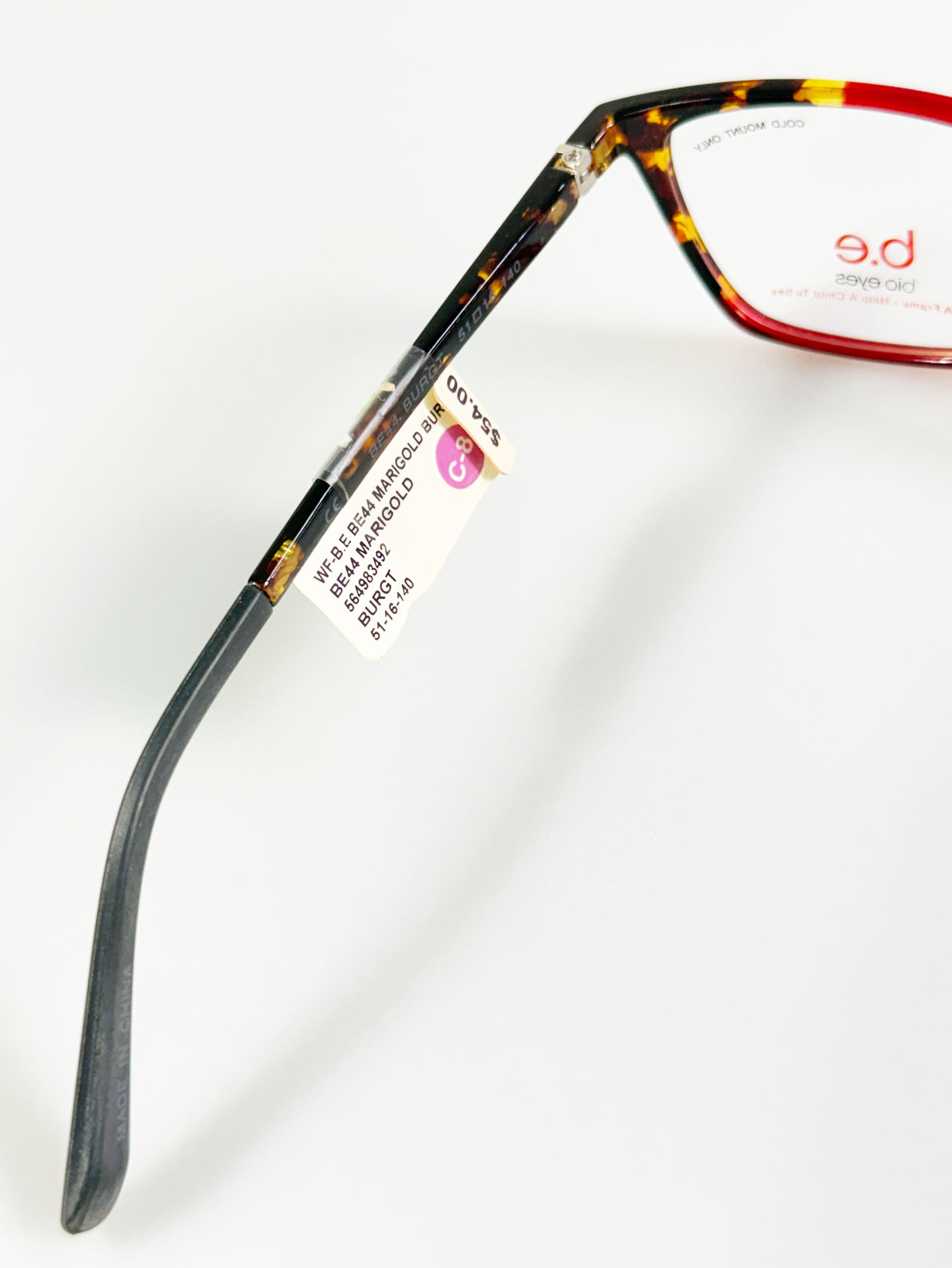 BIO EYES Red Tortoise Two-Tone Acetate Square Glasses