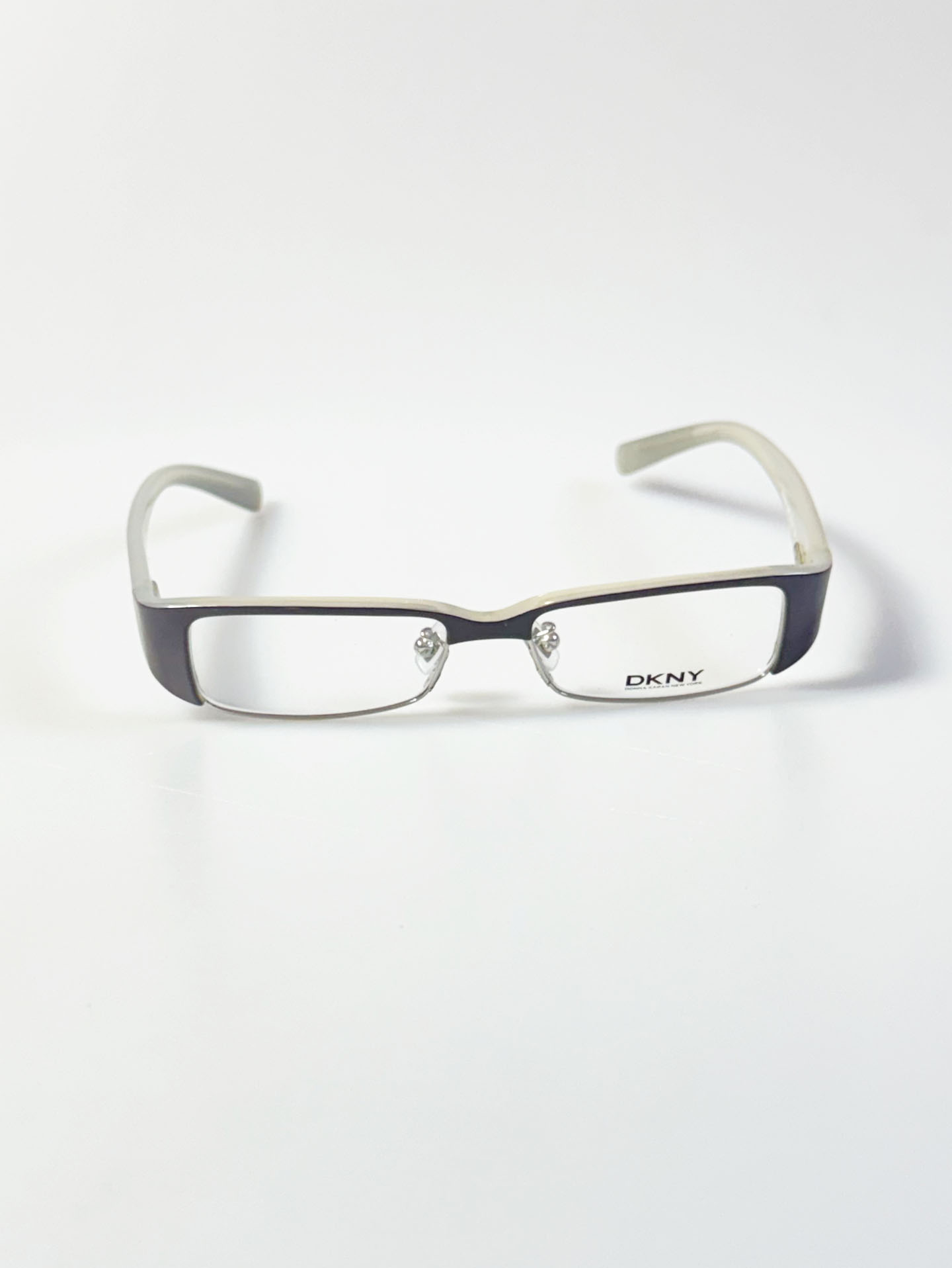 DKNY Purple & Silver Square Combination Frame Glasses
