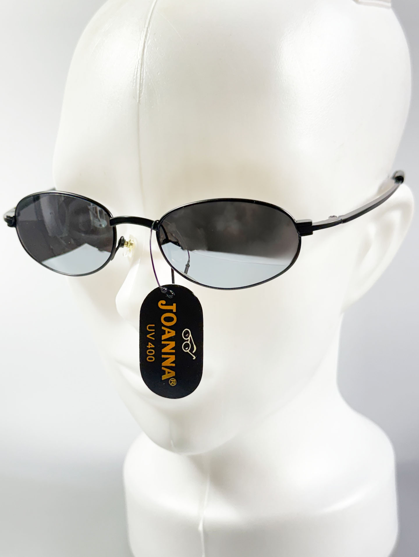 90's JOANNA Black Slim Oval Metal Frame Sunglasses