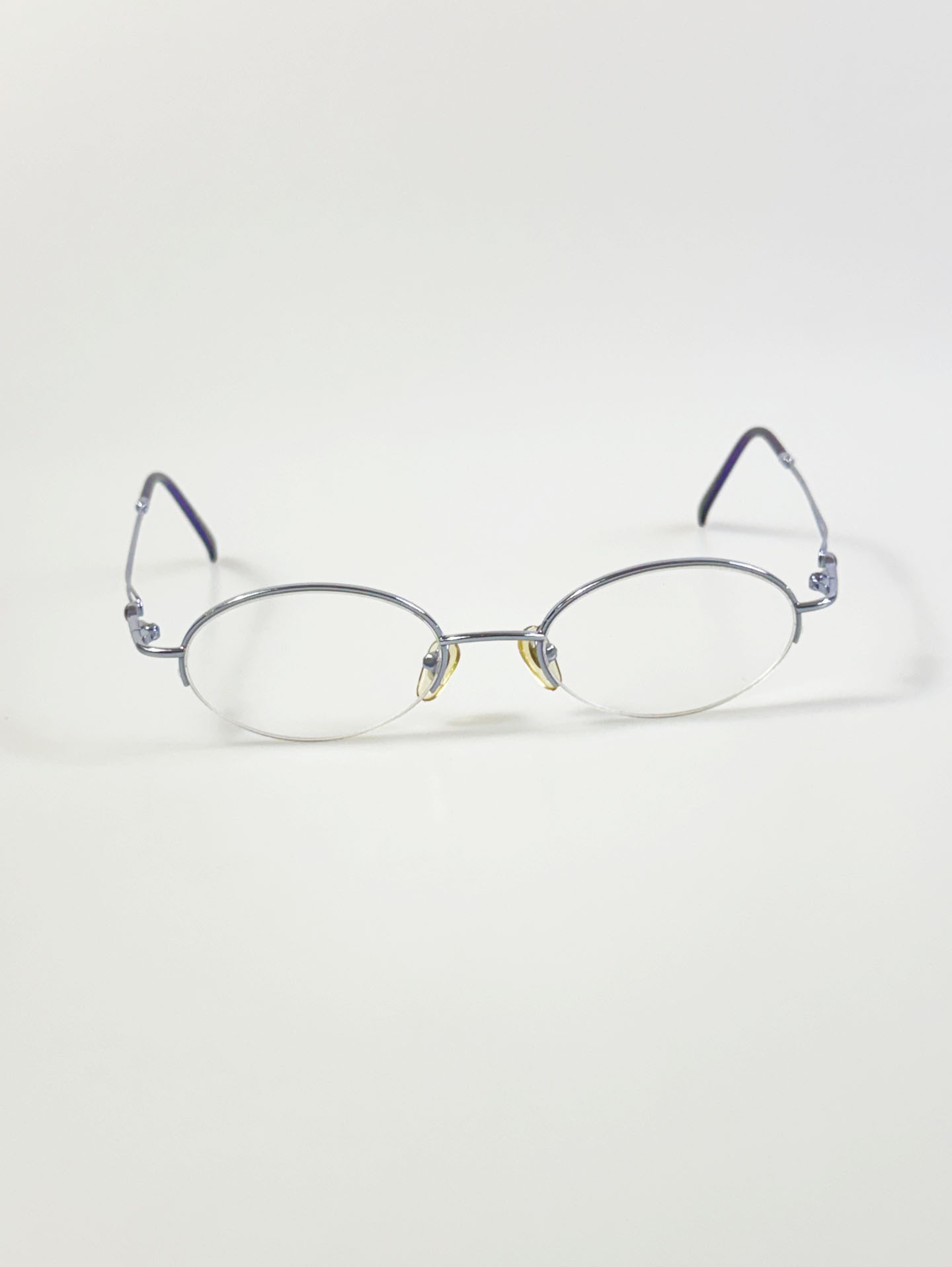 InToo Light Blue Oval Semi-Rimless Metal Frame Glasses