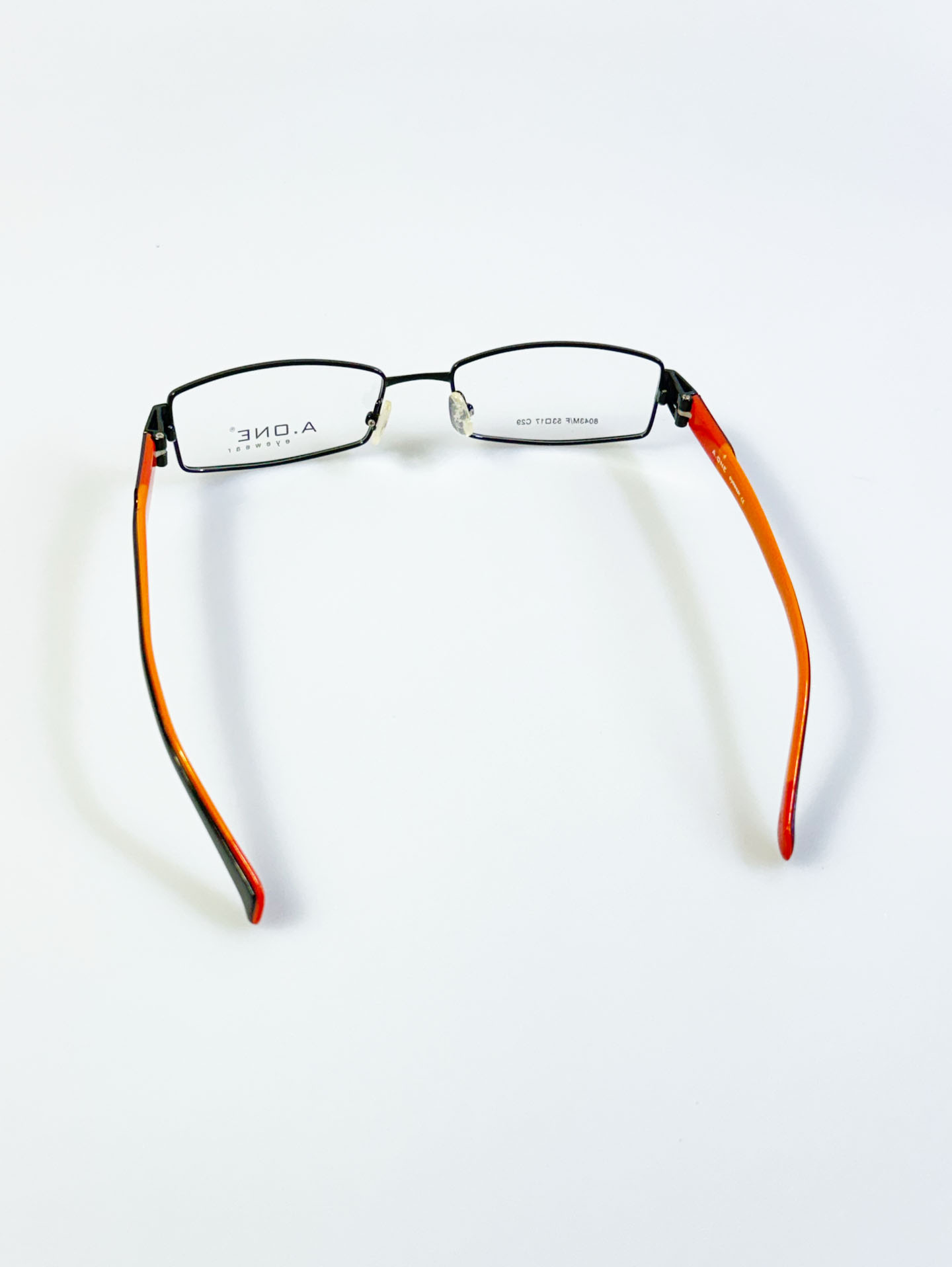 A.ONE Black & Orange Slim Square Metal Glasses