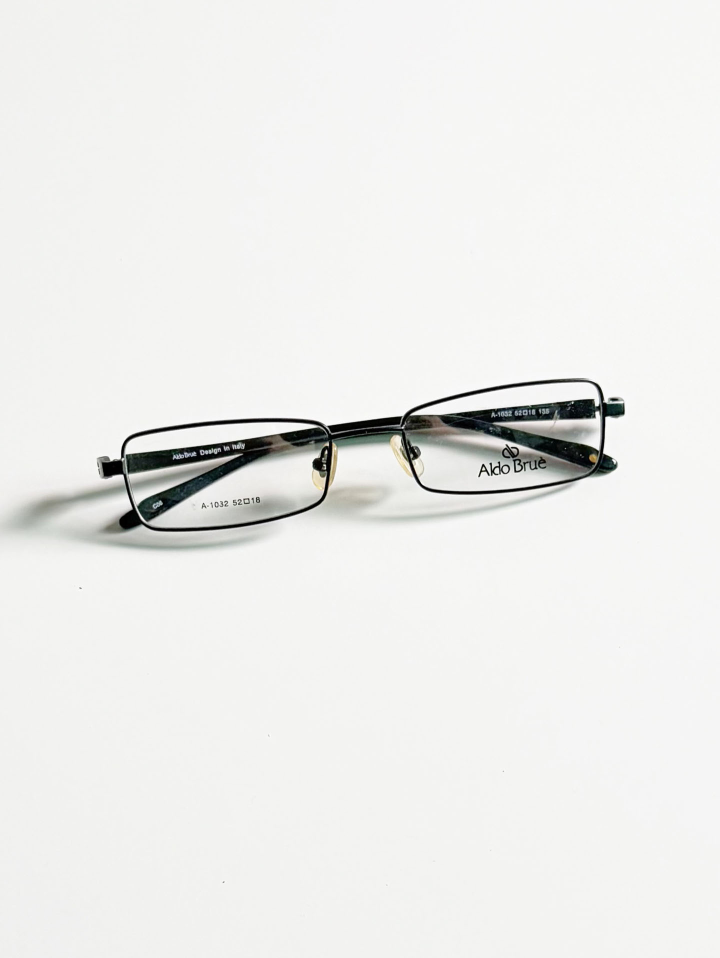 Aldo Brue Black Slim Square Metal Glasses
