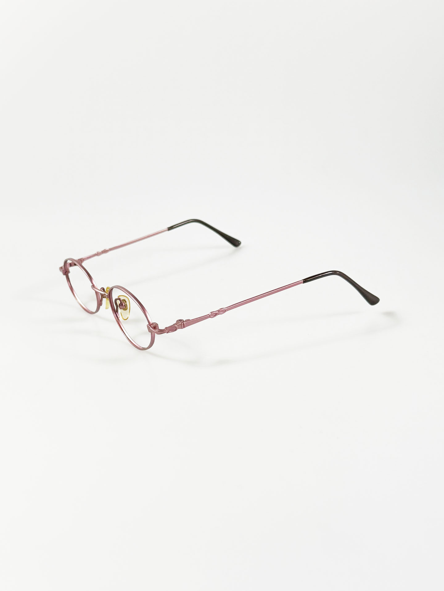 90's TORTOISE Pink Slim Oval Metal Glasses