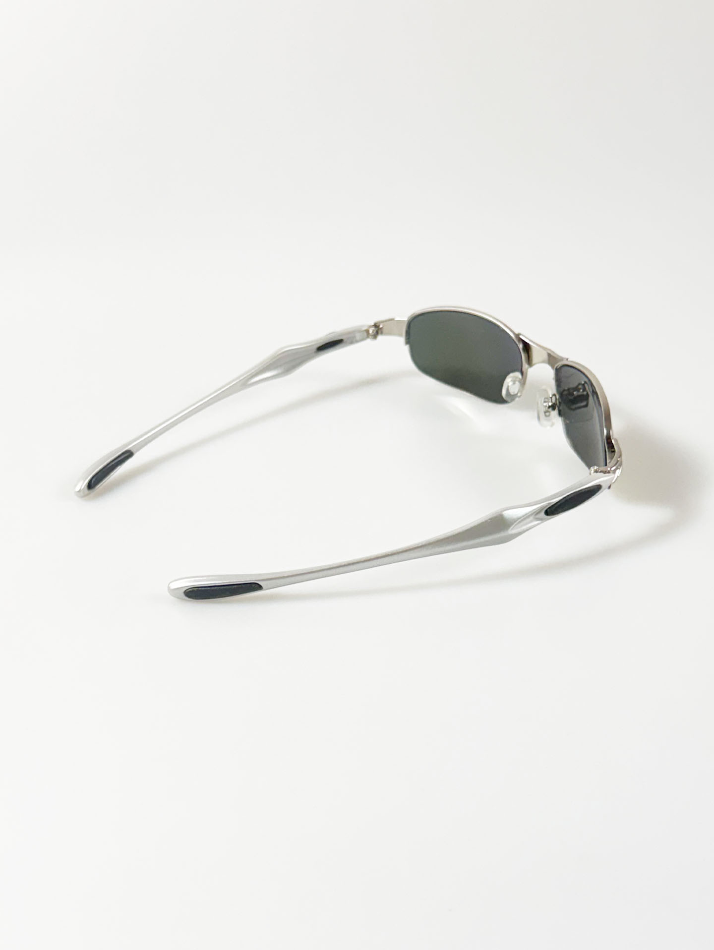 Silver Wraparound Square Metal Mirrored Sunglasses