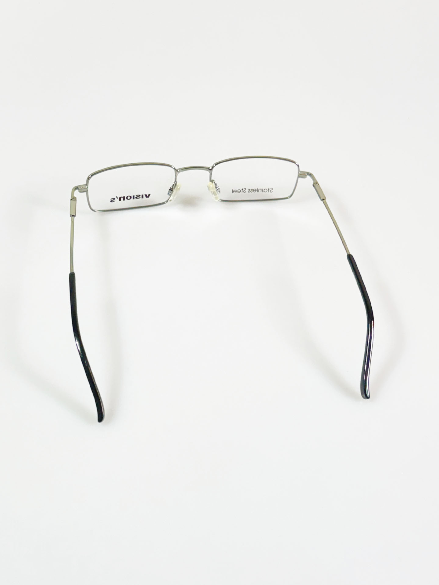 VISION’S Slim Square Light Green Silver Metal Frame Glasses