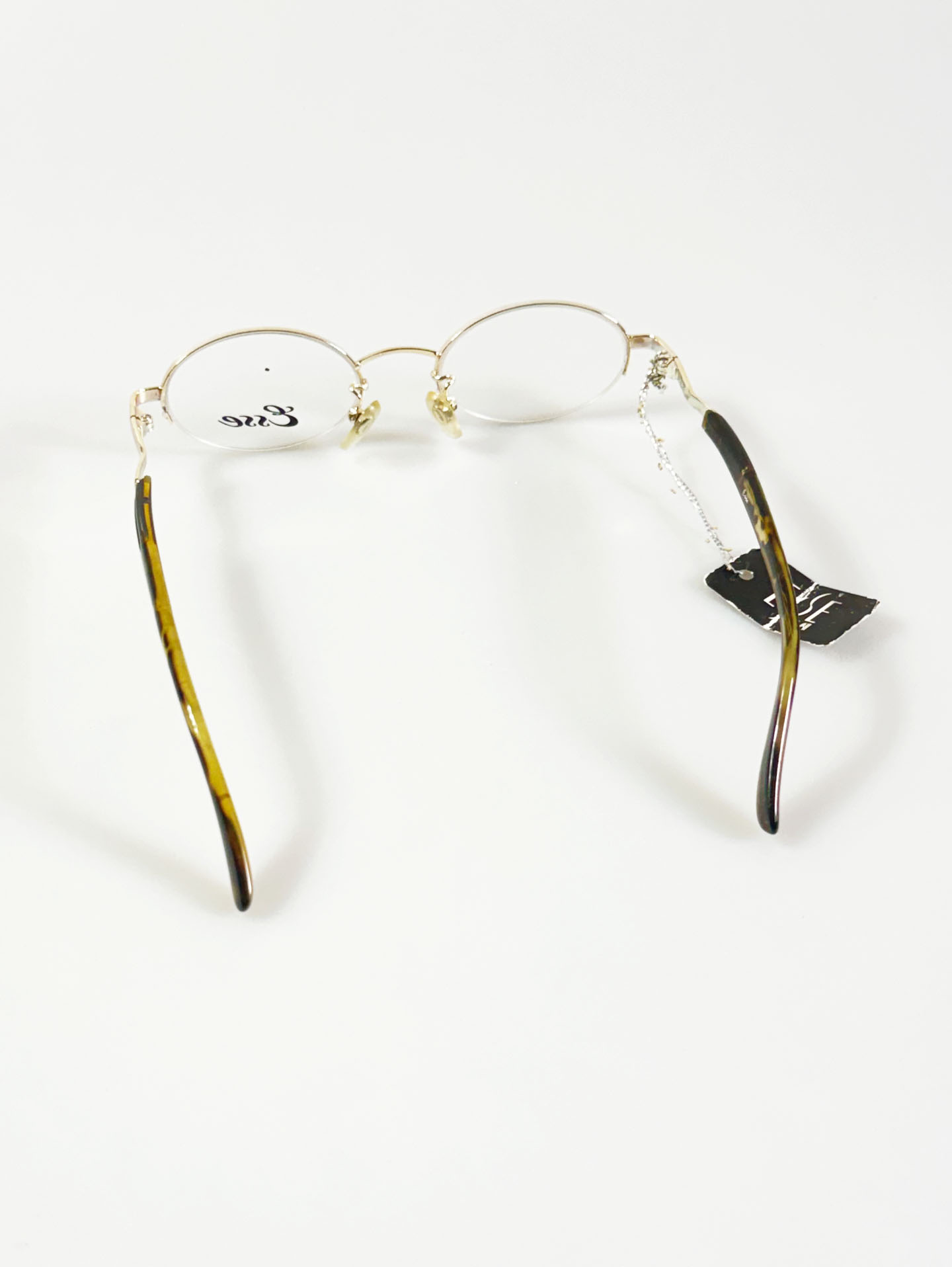 ESSE Silver Metal Semi-Rimless Oval Frame Glasses
