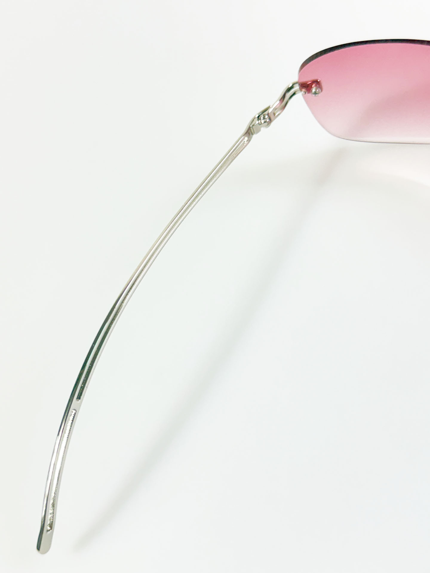 CAPRIO Rimless Square Pink Tint Metal Sunglasses