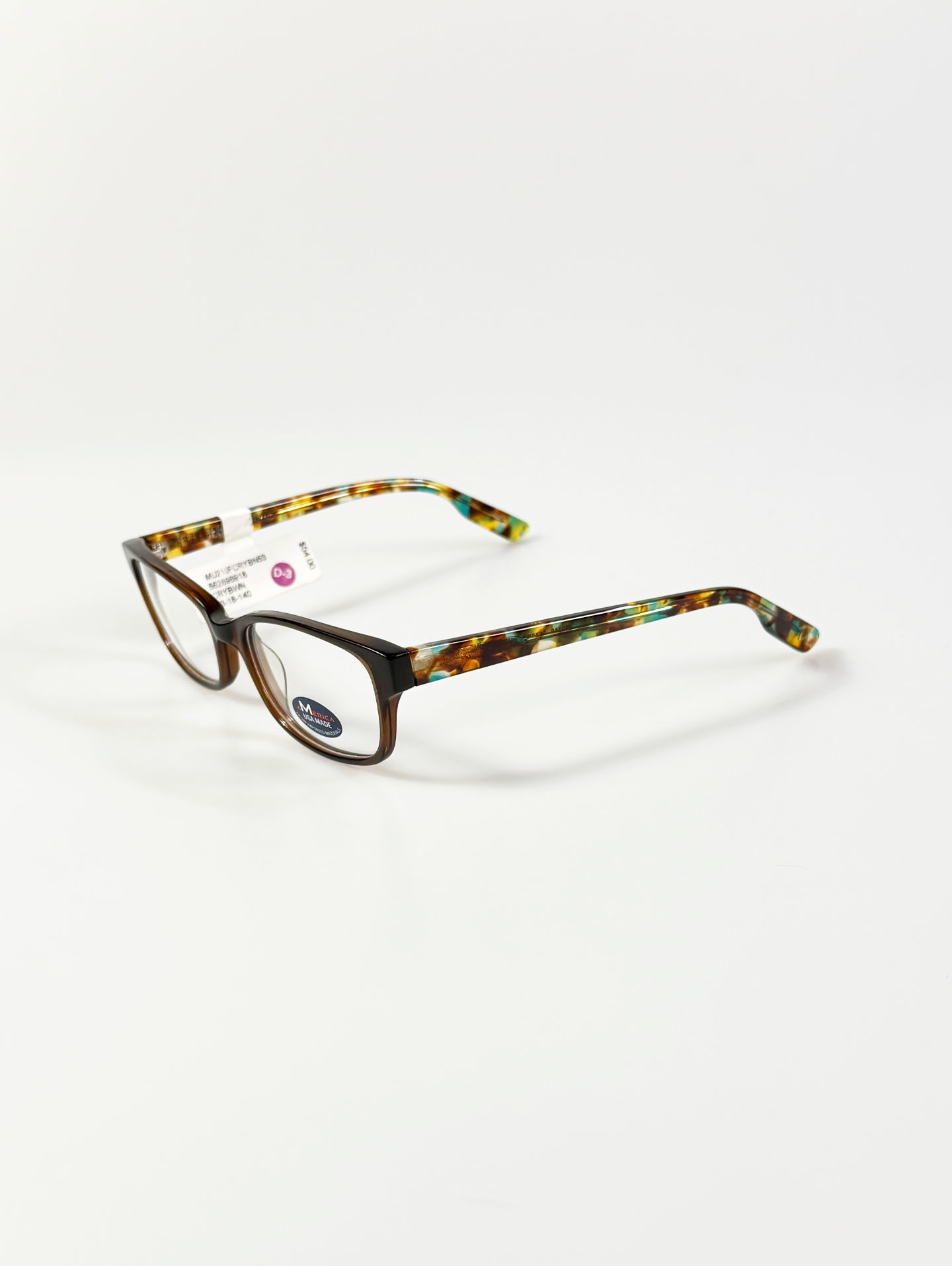 M AMERICA Brown Acetate Square Frame Glasses