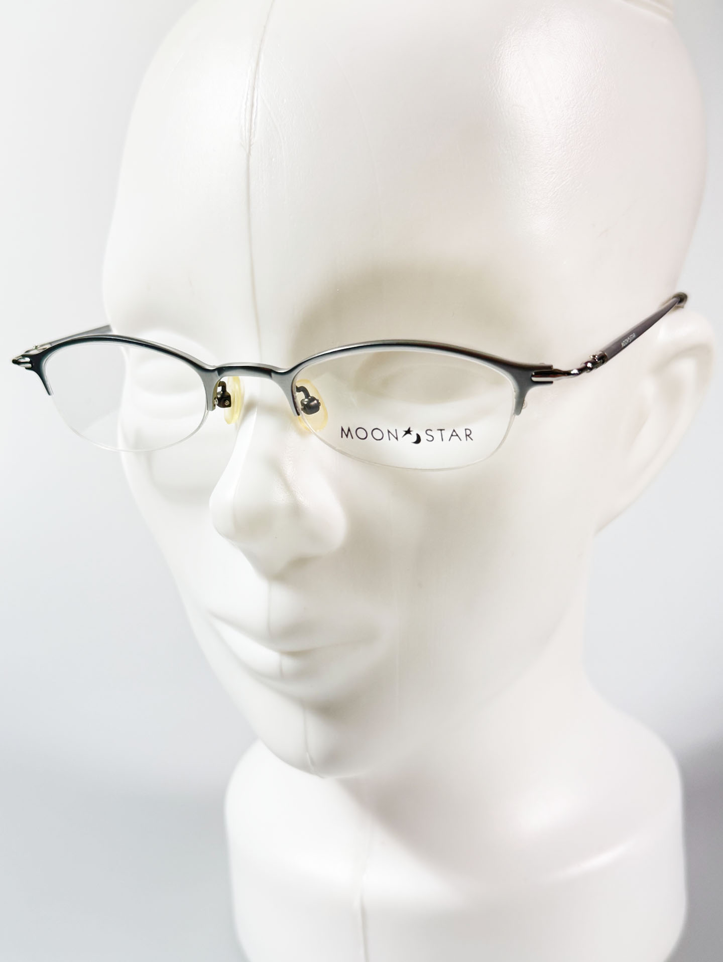 Moon Star Silver Slim Oval Semi-Rimless Metal Frame Glasses