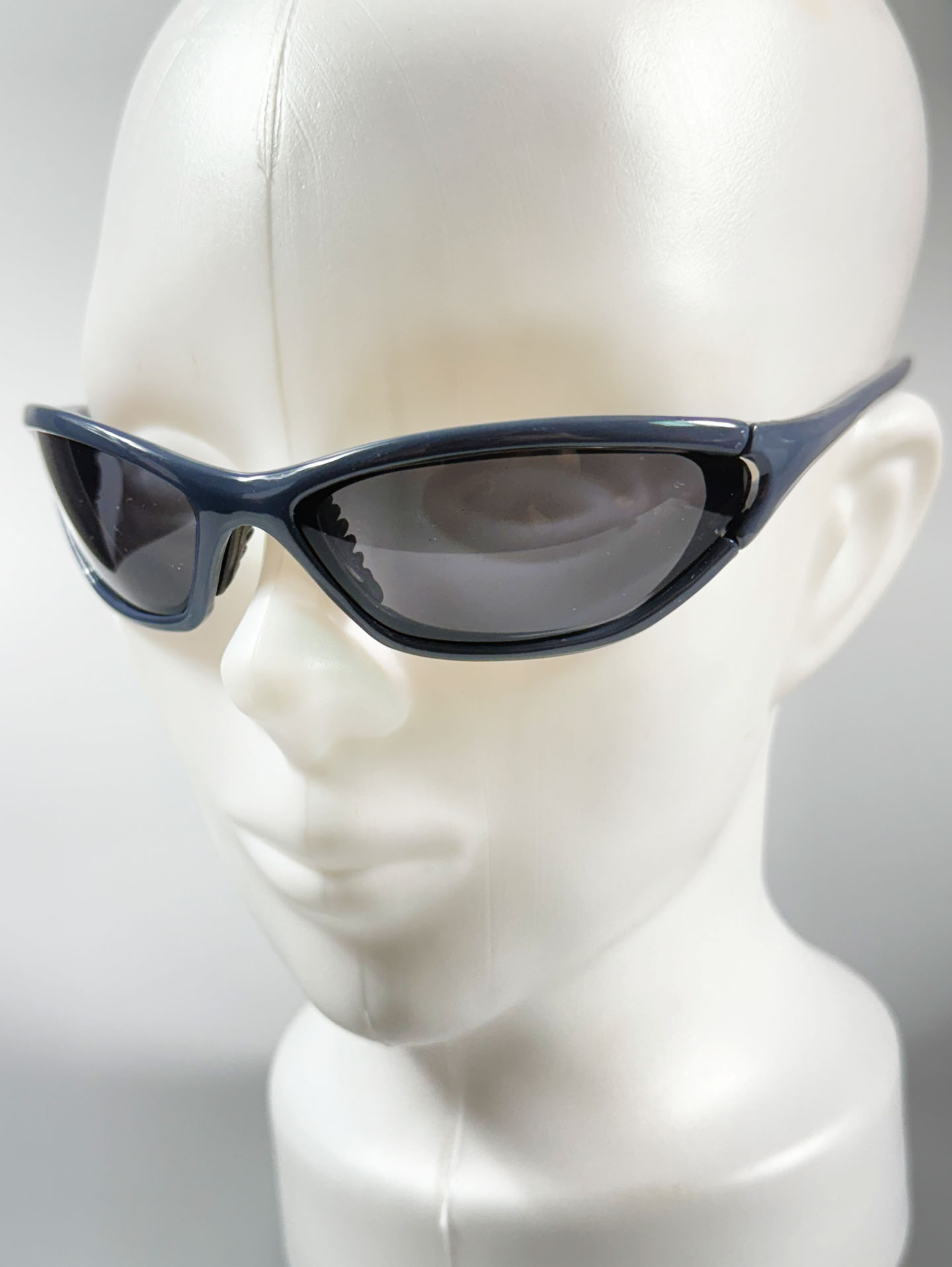 Navy Blue Bold Wraparound Oval Sporty Sunglasses