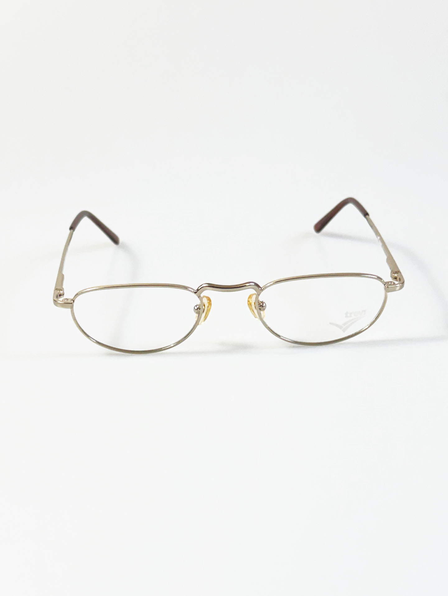 90's TREVI Gold Slim Oval Metal Frame Glasses