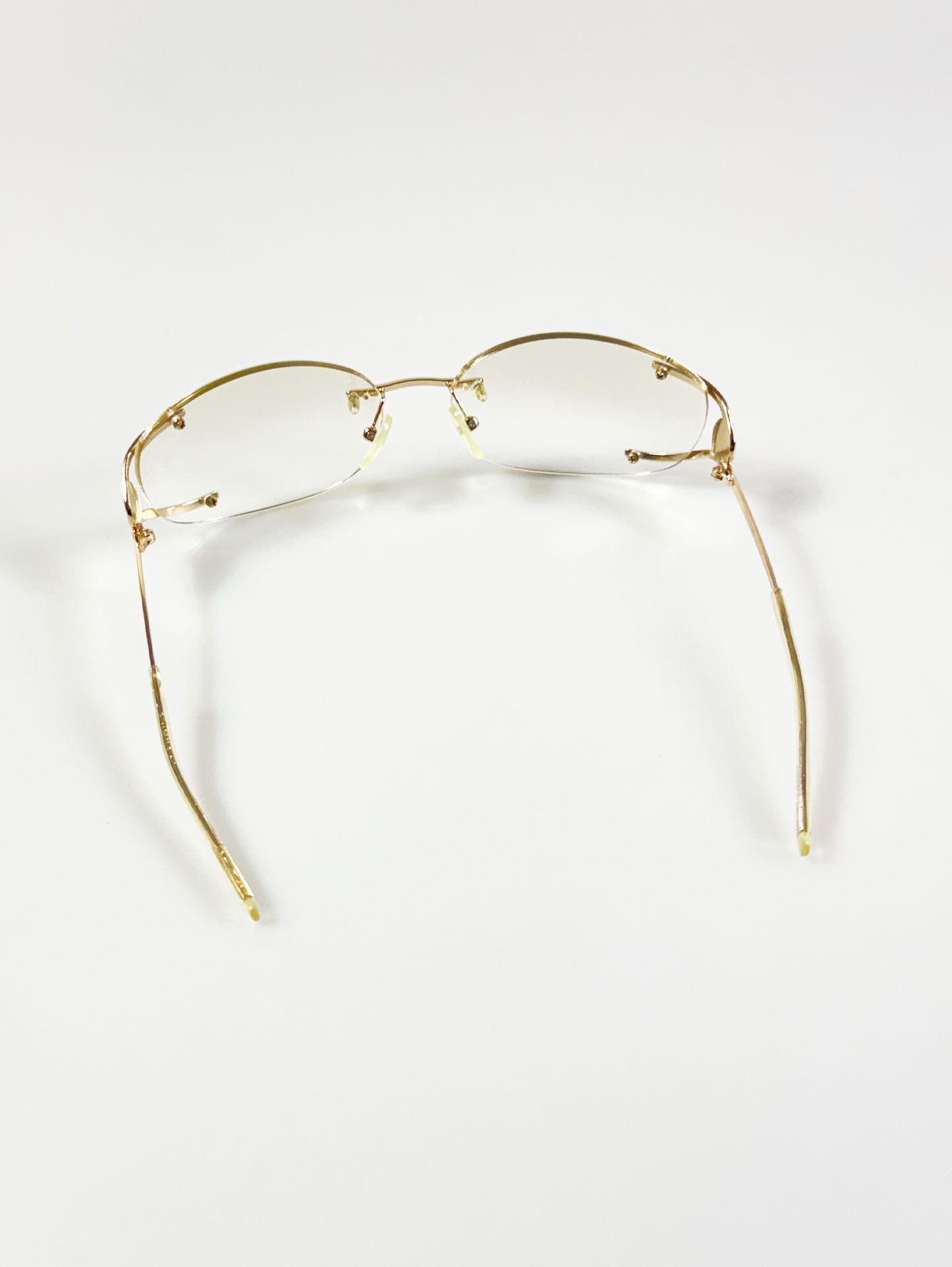 90's KALEIDO Gold Semi-Rimless Square Metal Frame Glasses