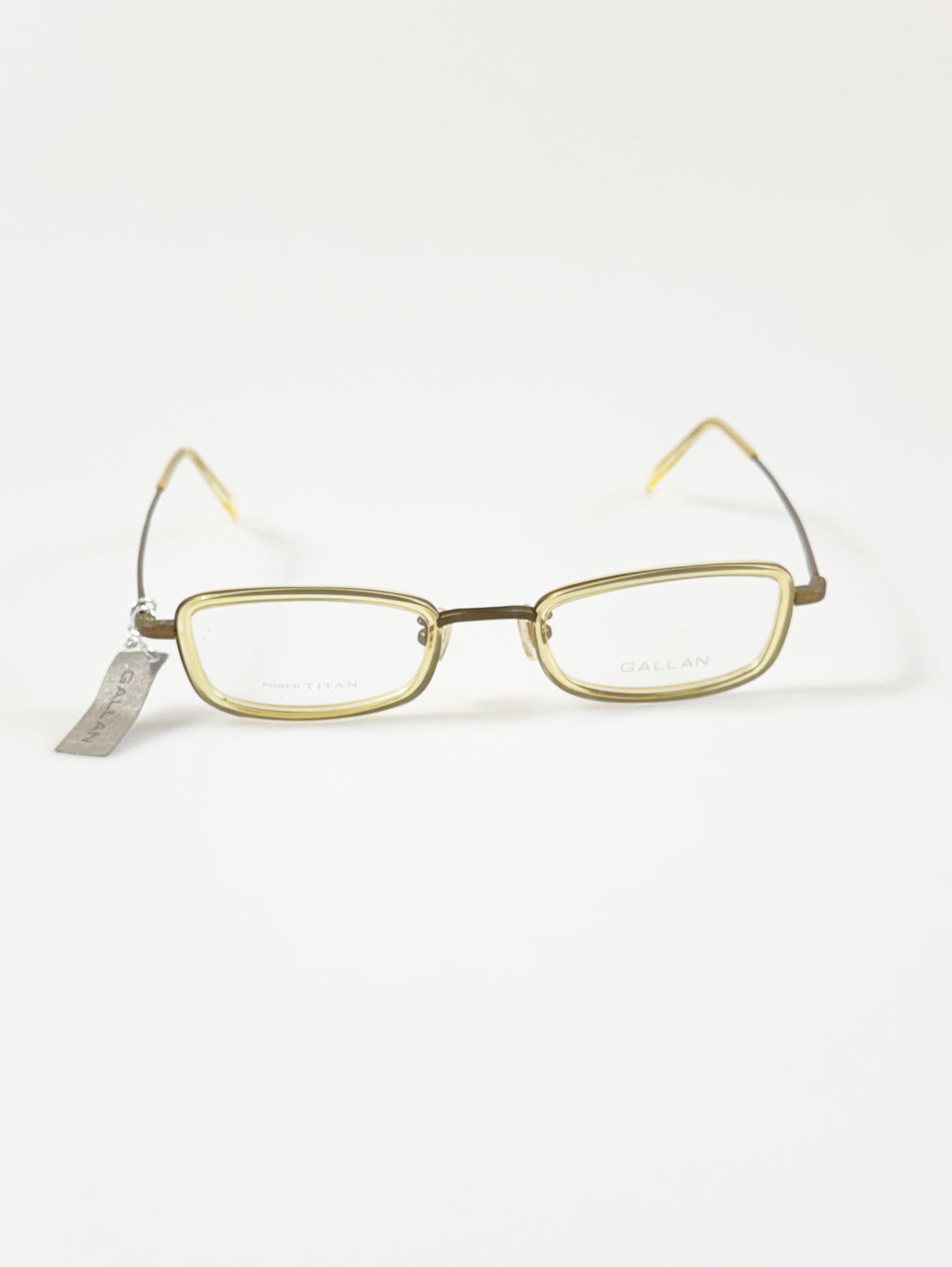 GALLAN Brown Titanium Square Combination Frame Glasses