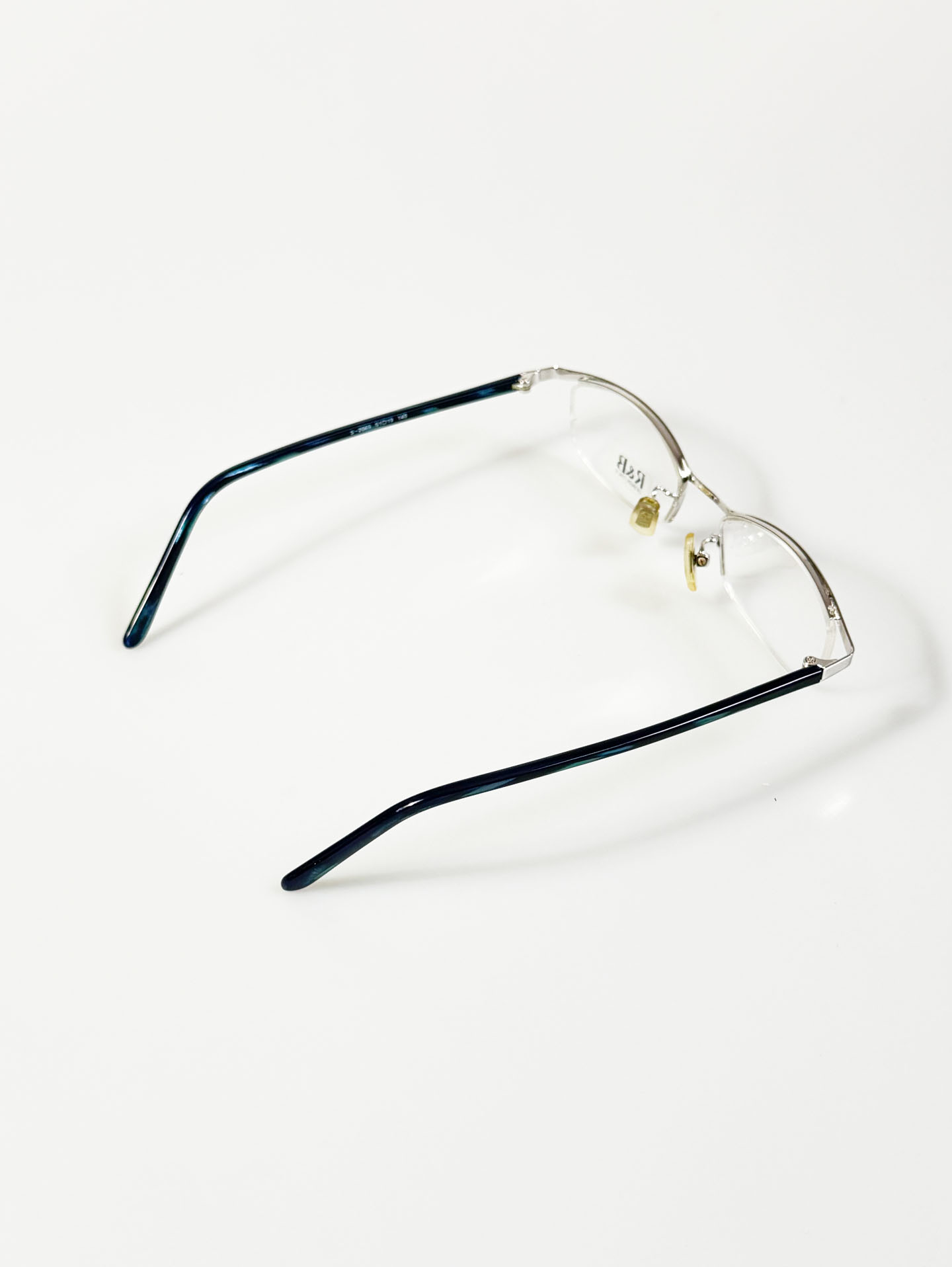 R&B Eyewear Slim Semi-Rimless Silver Tone Metal Frame Glasses