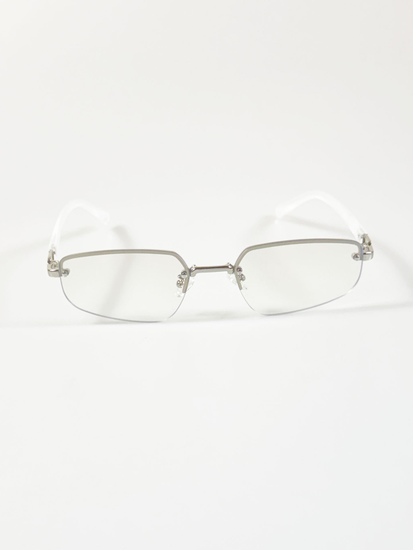 Rimless Square Metal Frame Clear Tint Sunglasses