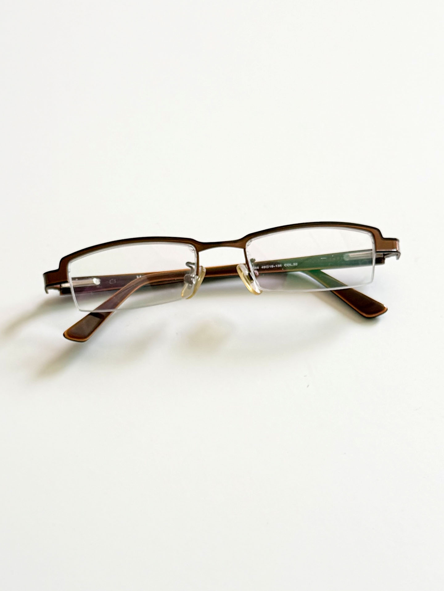 METRO Brown Square Semi-Rimless Metal Glasses
