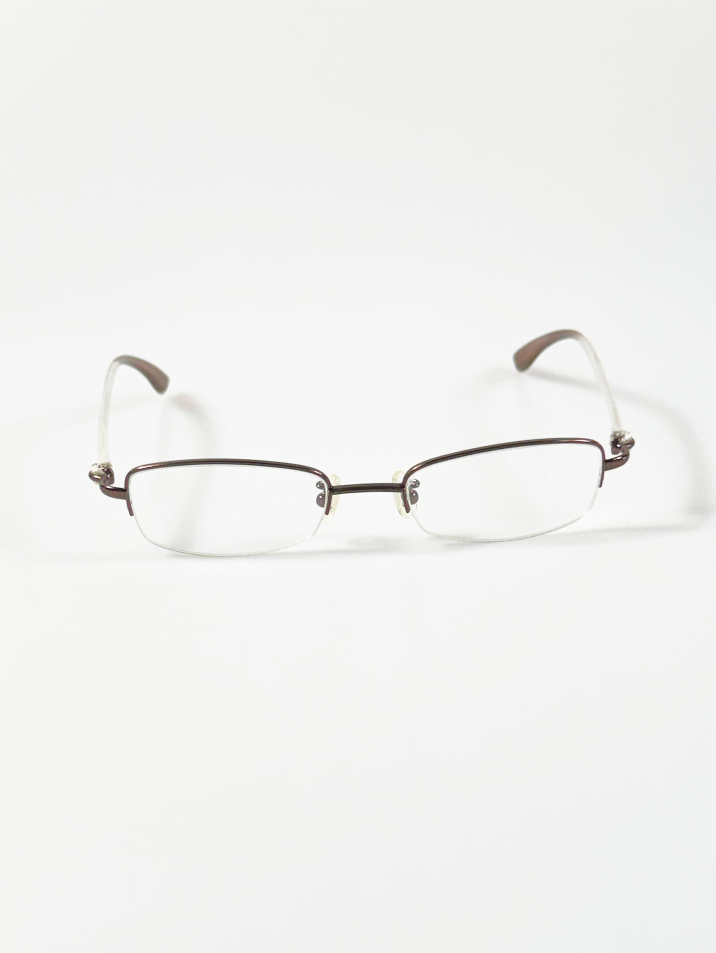 Brown Half Rim Square Metal Glasses
