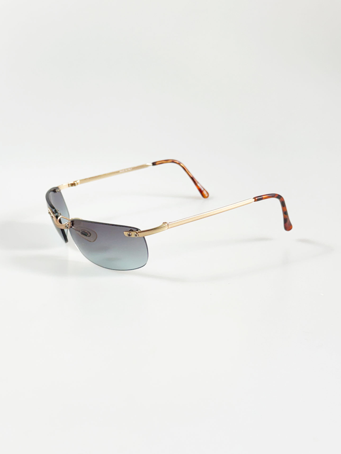 Gold Rimless Square Metal Sunglasses