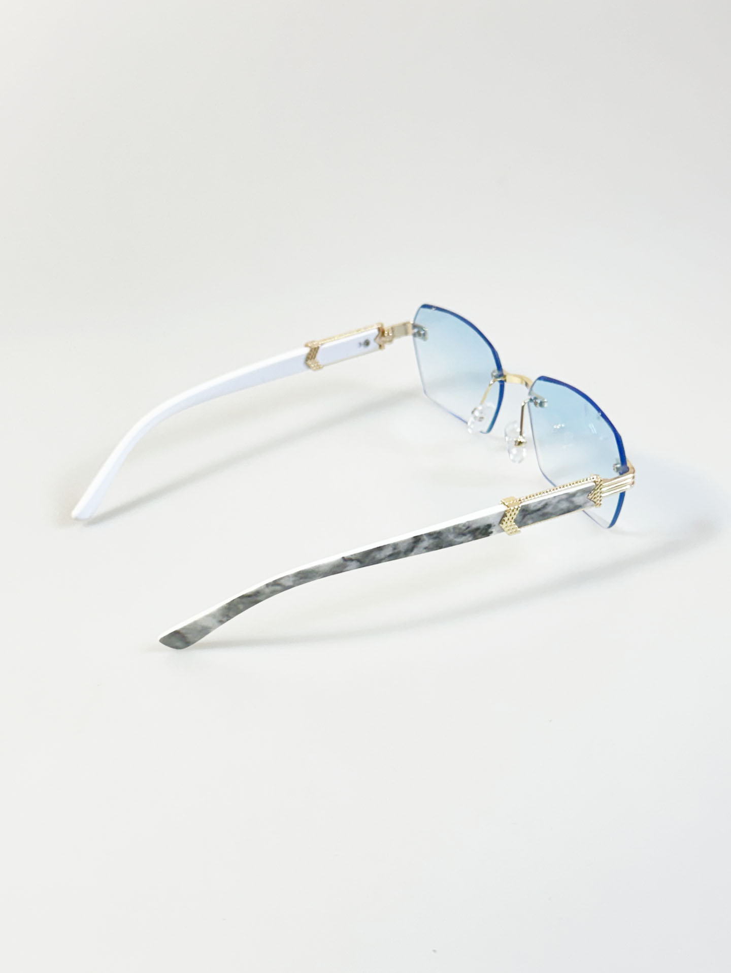 Rimless Square Metal Frame Tint Sunglasses