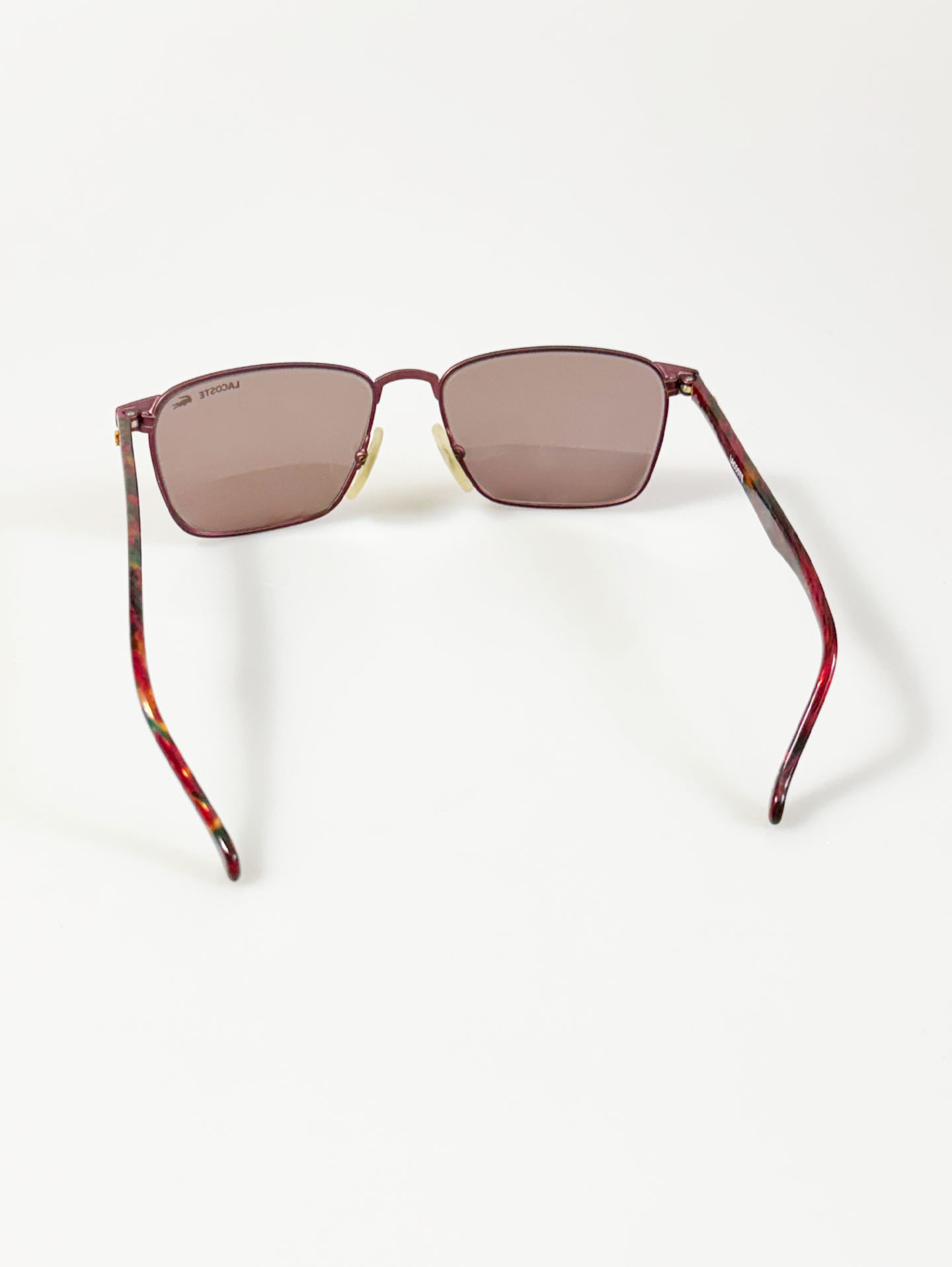 90's LACOSTE Matte Dark Pink Slim Square Metal Frame Sunglasses