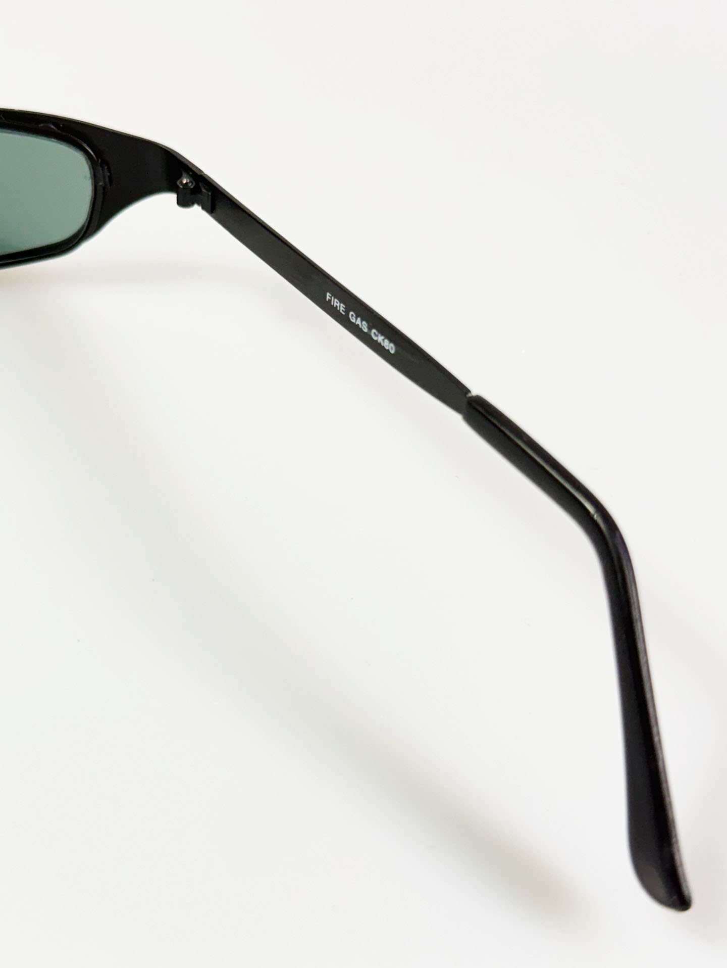90's FIRE GAS Black Slim Square Metal Sunglasses