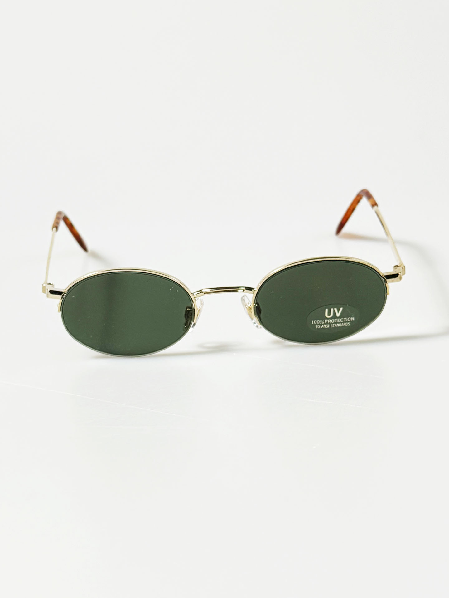 90's Gold Metal Semi-Rimless Oval Sunglasses