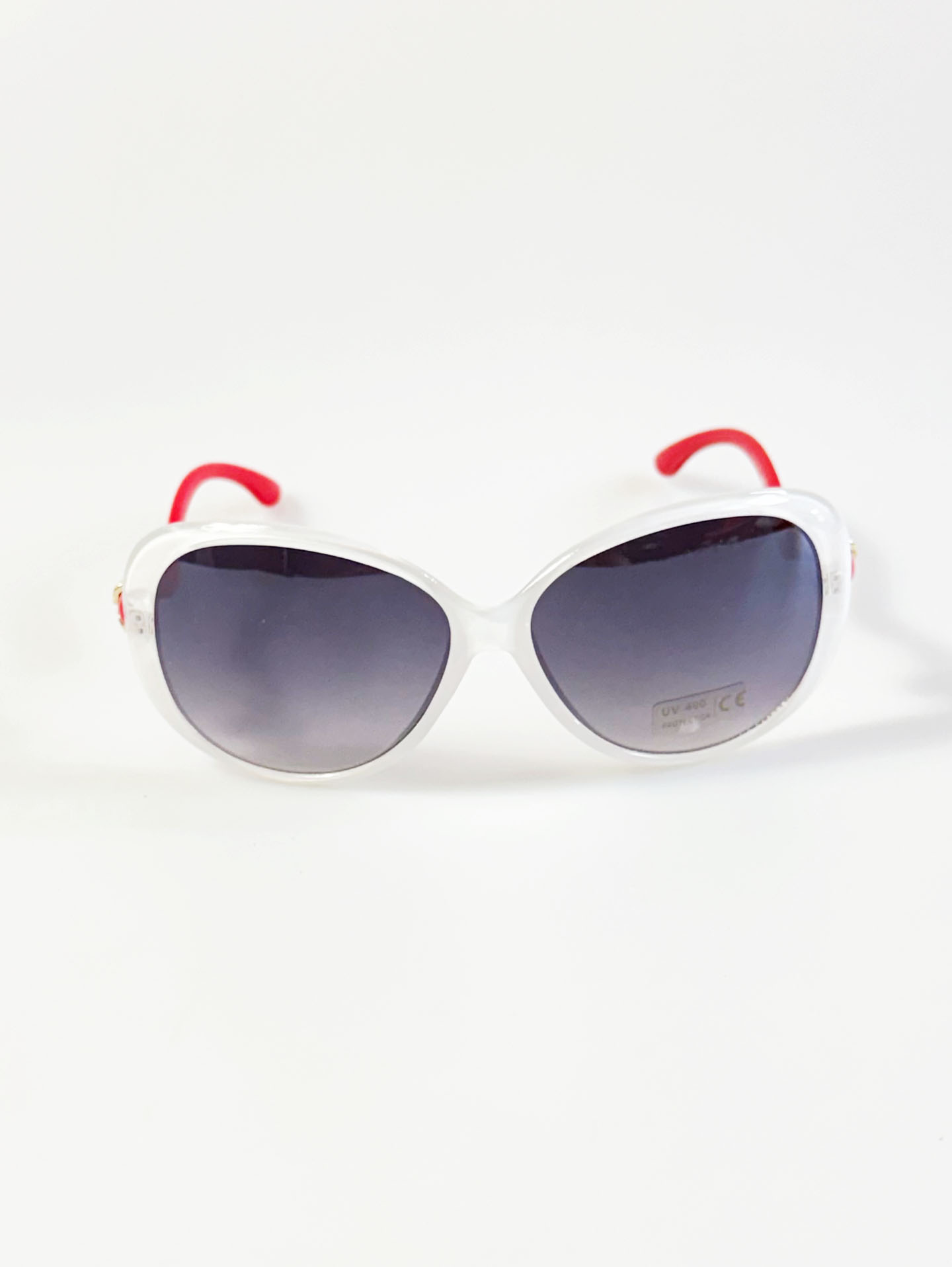 White Oversized Butterfly Floral Temple Detail Sunglasses
