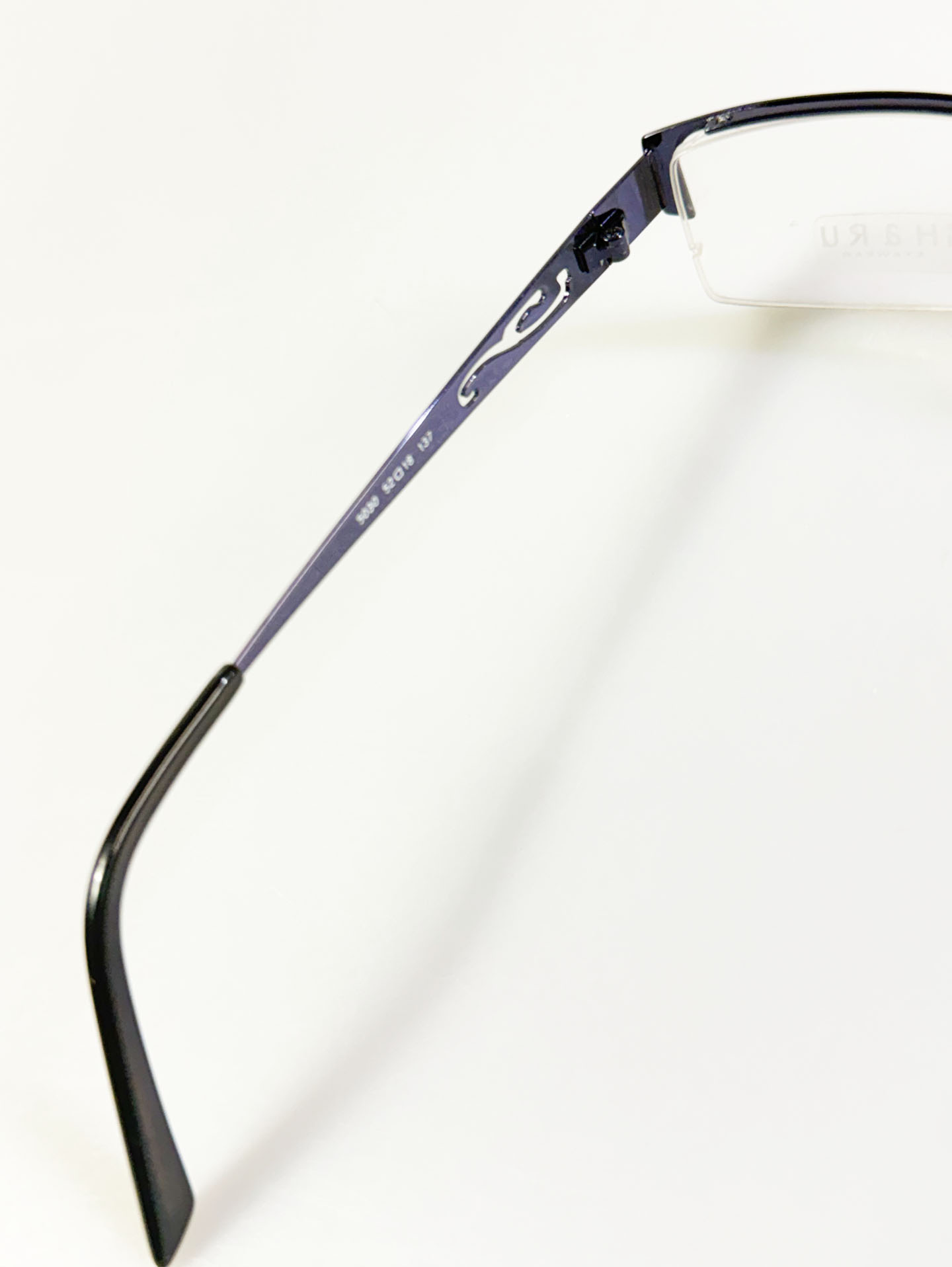 HARU Semi-Rimless Navy Square Metal Frame Glasses