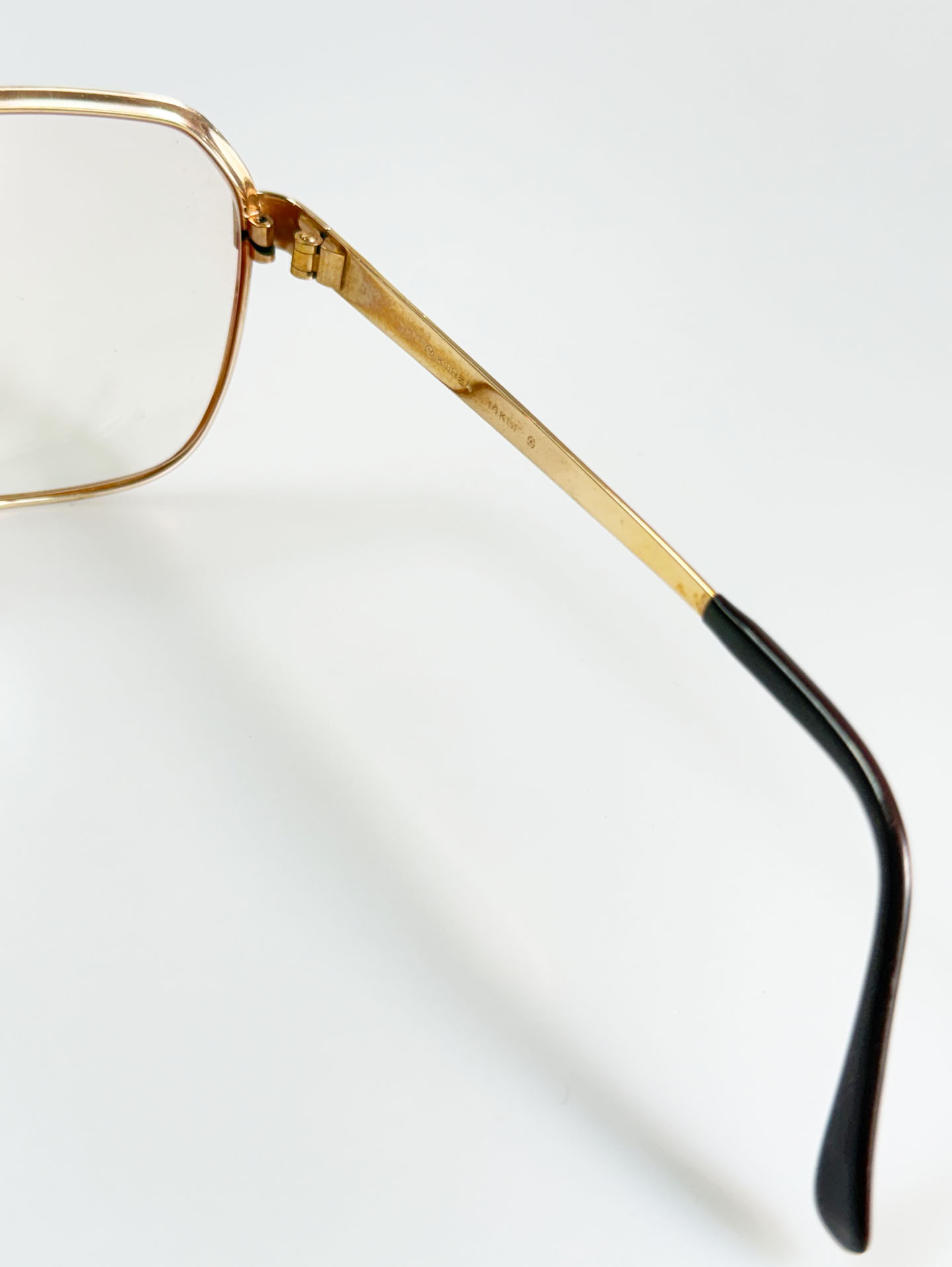 80's Gold & Brown Browline Oversized Square Metal Frame Glasses