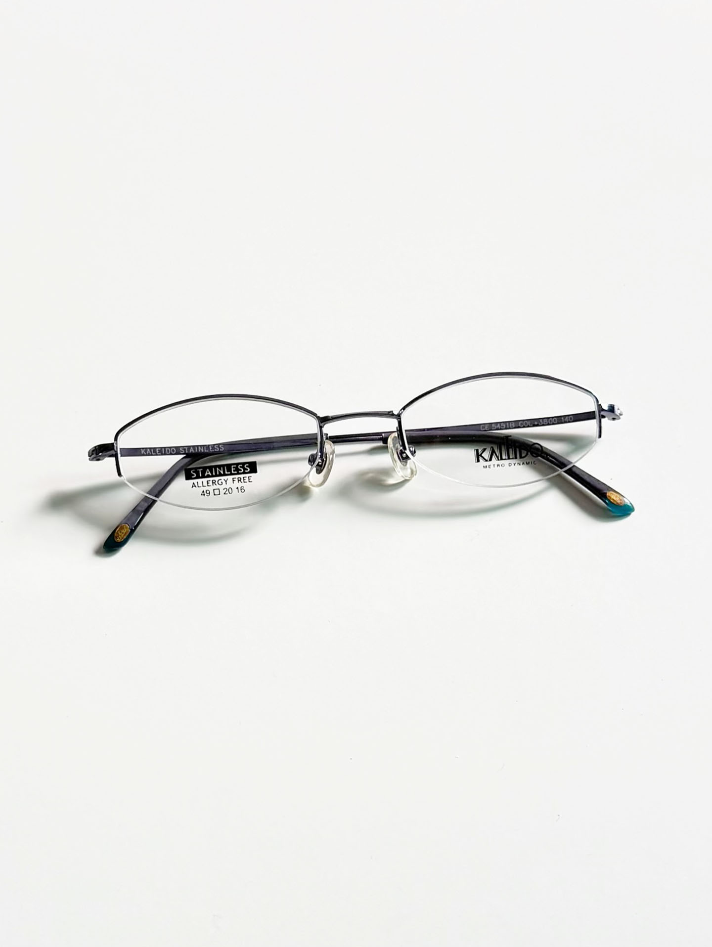 KALEIDO Purple Oval Half-Rim Metal Glasses