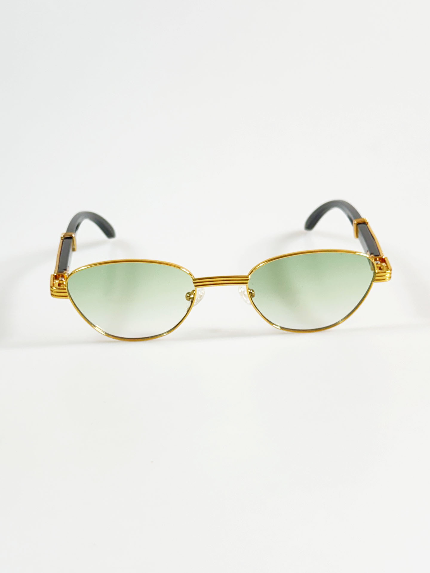 Gold Metal Slim Oval Frame Tint Sunglasses