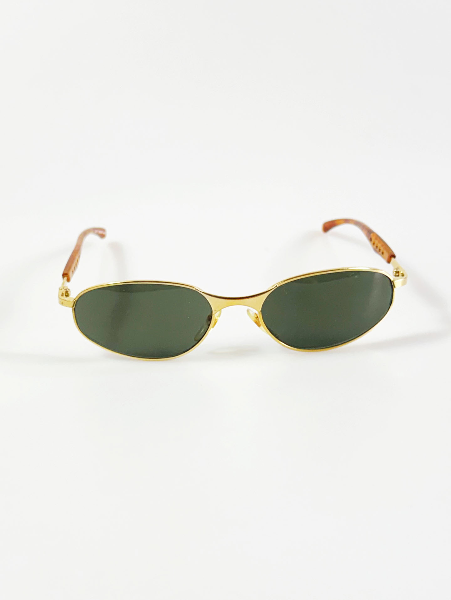 Gold Slim Oval Metal Frame Sunglasses