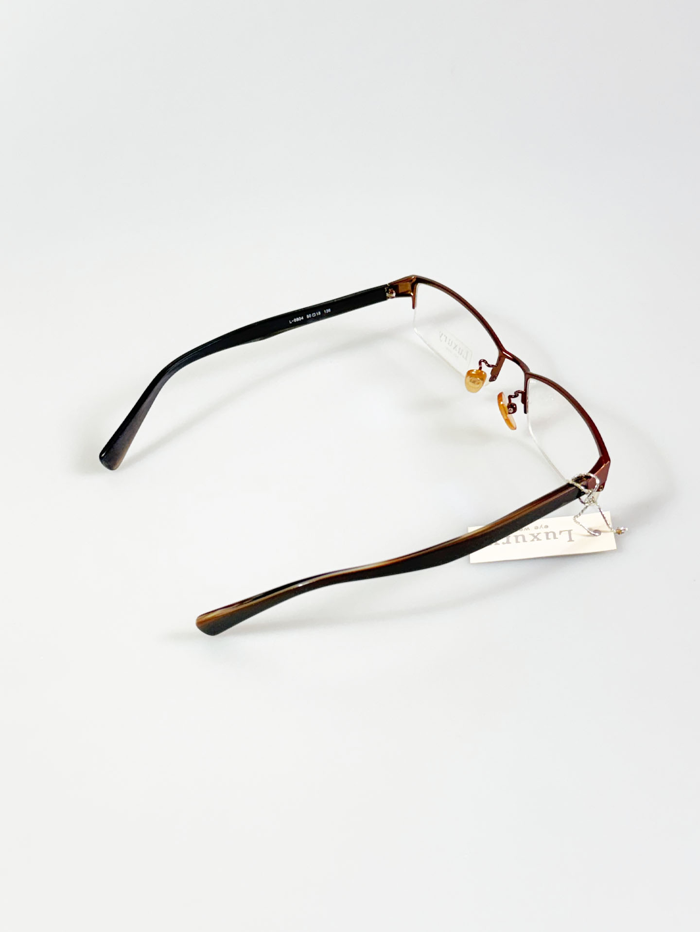 LUXURY Eyewear Brown Square Half-Rim Metal Glasses
