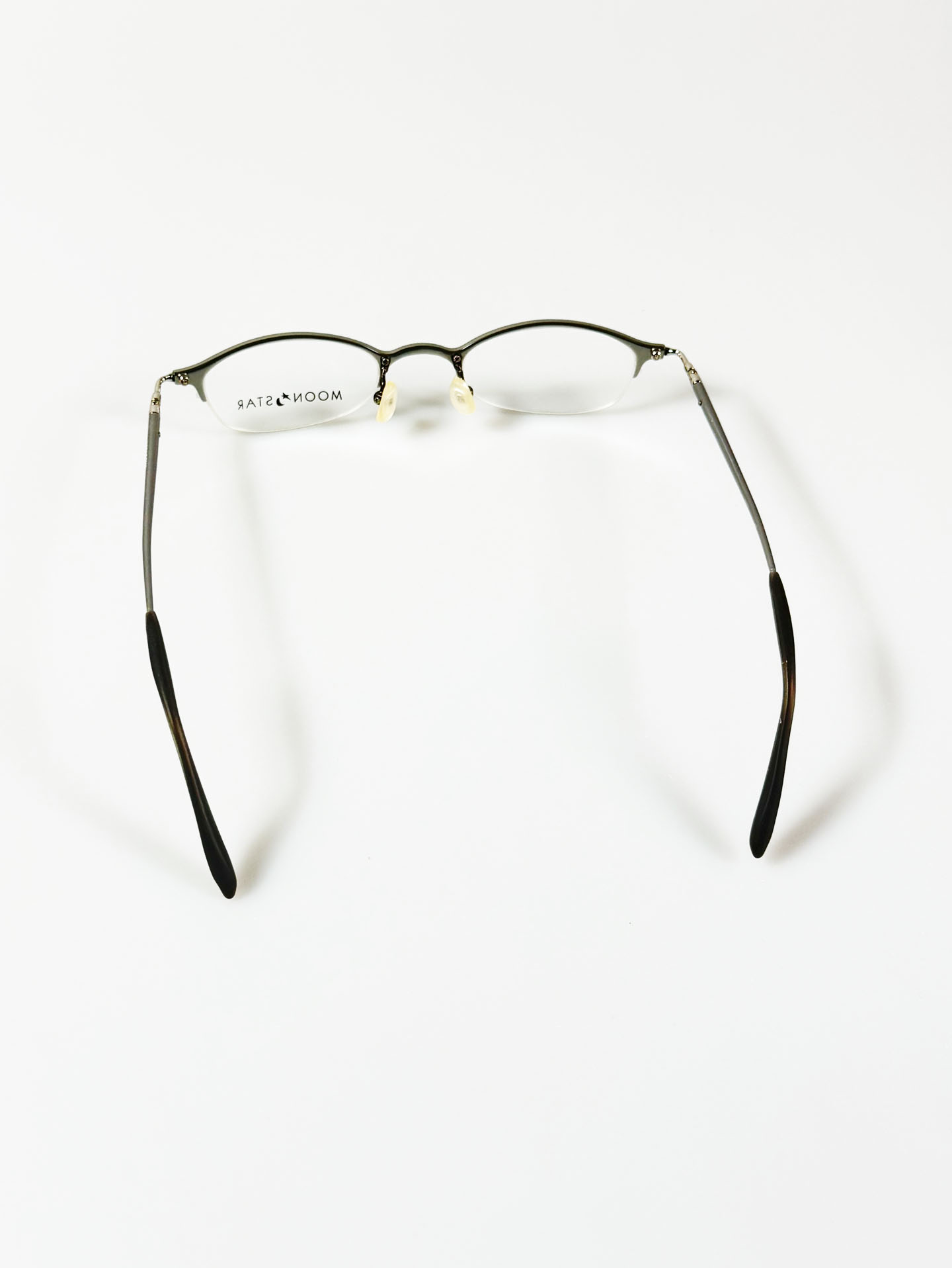 Moon Star Silver Slim Oval Semi-Rimless Metal Frame Glasses