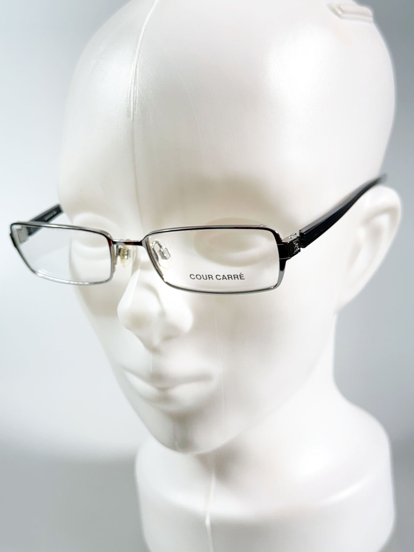 COUR CARRÉ Silver Slim Square Metal Frame Glasses