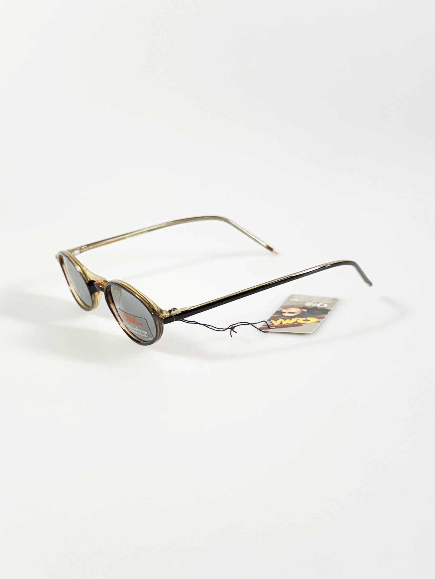 90's QMA Black Two-Tone Oval Acetate Frame Glasses